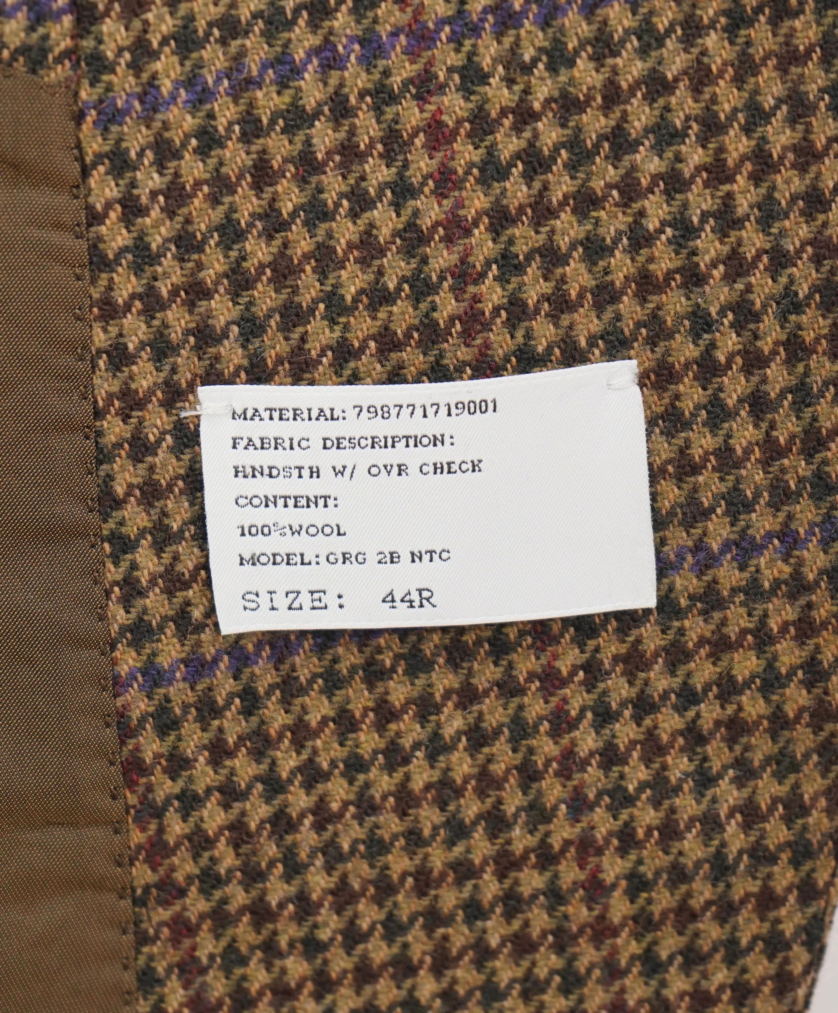 $2,695 RALPH LAUREN PURPLE LABEL - Collegiate Houndstooth Multi-Color Blazer - 44R
