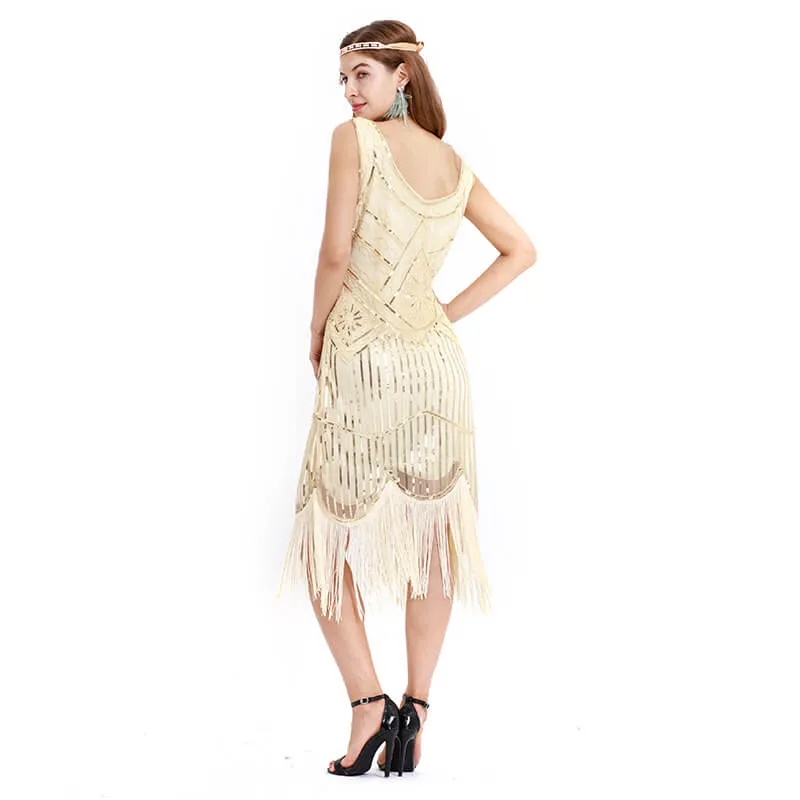 A-Line Knee-Length 1920s Dress with Tassels