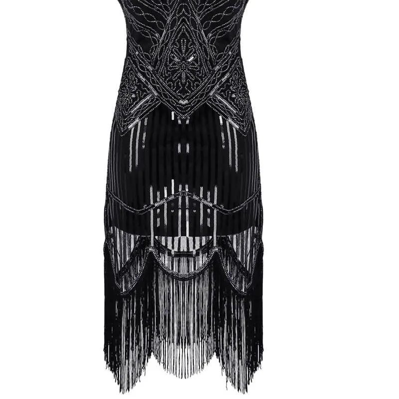A-Line Knee-Length 1920s Dress with Tassels