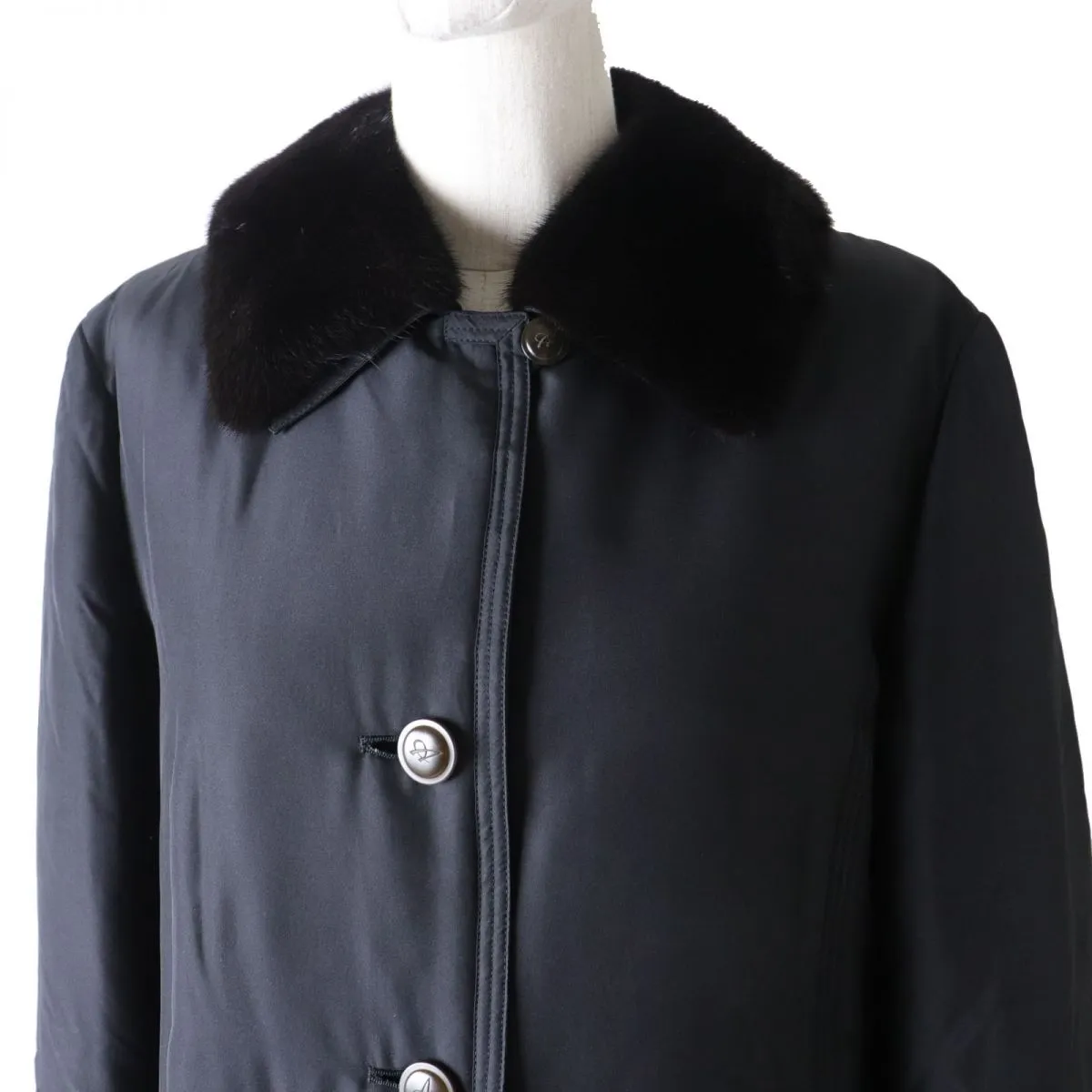 Aquascutum Women's Mink Collar Silk Coat