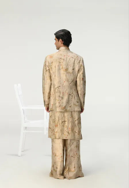 Bandhgala Silk Brocade Ivory