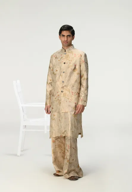 Bandhgala Silk Brocade Ivory