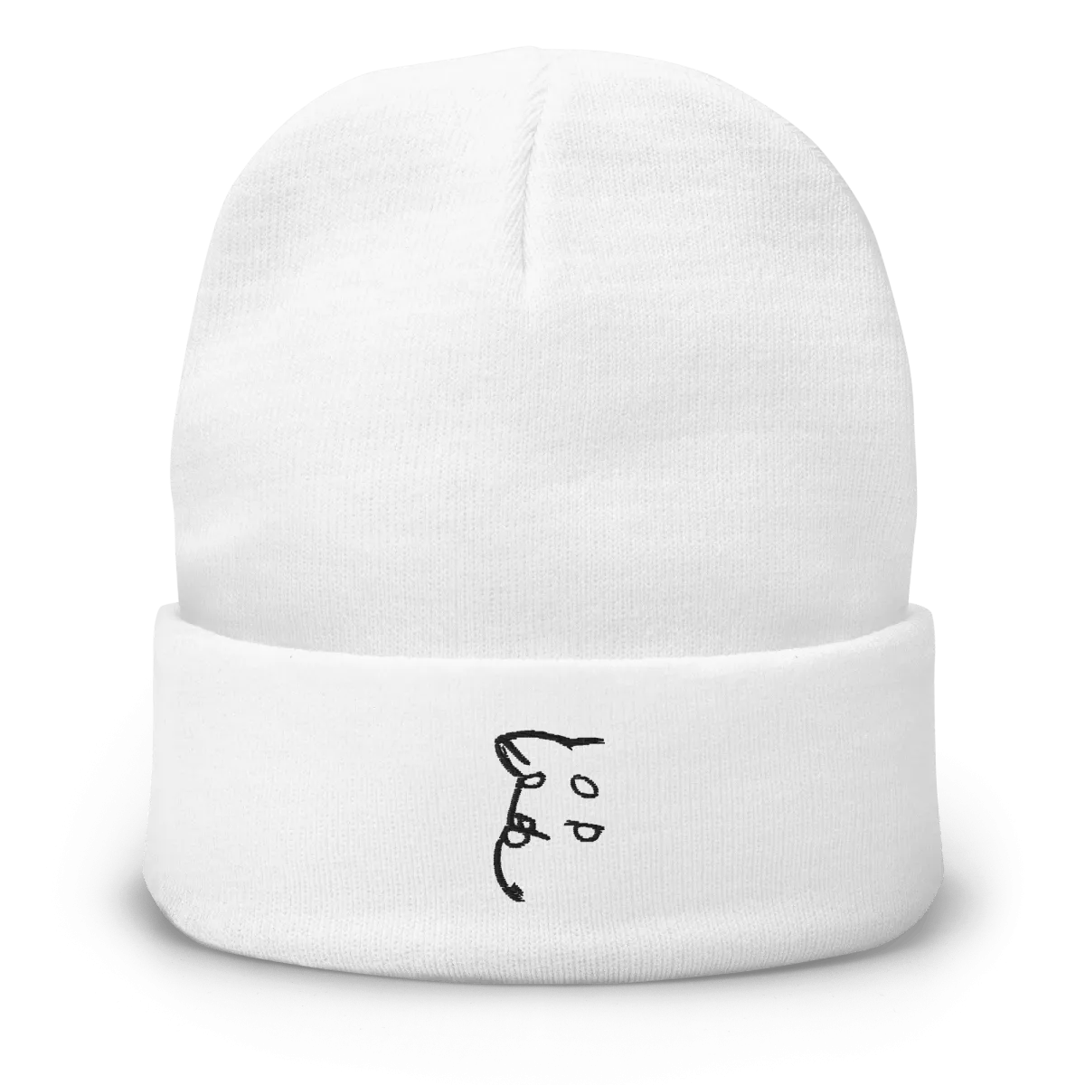 Barker's Simple Black Embroidered White Beanie