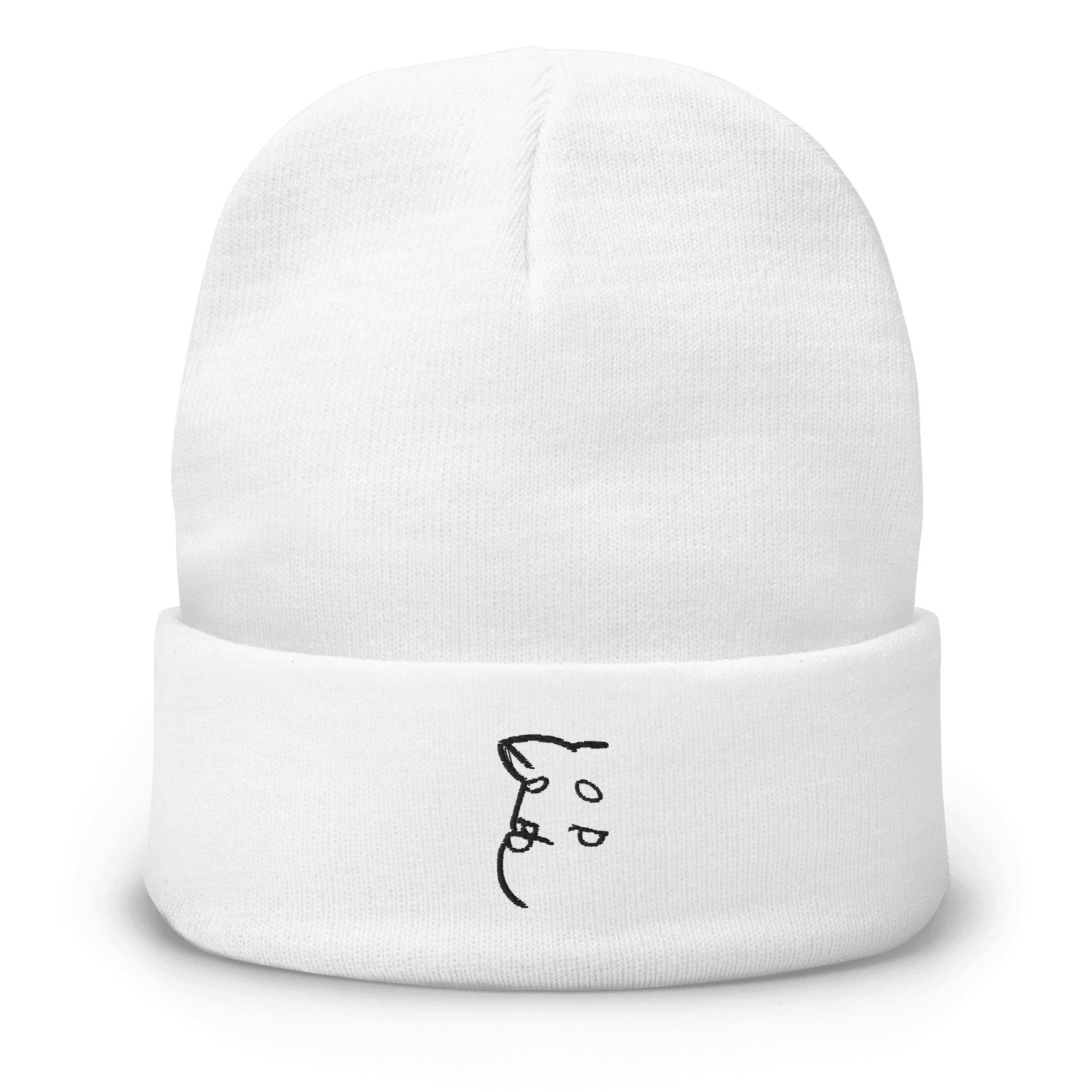 Barker's Simple Black Embroidered White Beanie