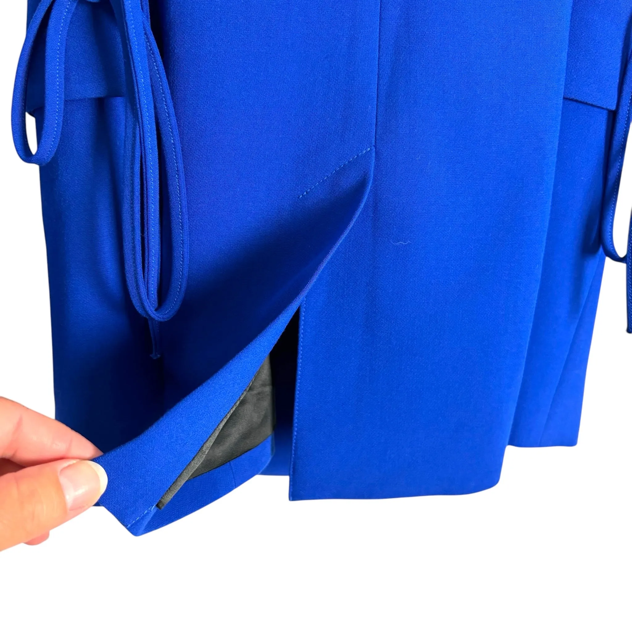 Bebe Blue Side Corset Detail Tailored Twill Blazer NWT- Size 2 (we have matching pants)