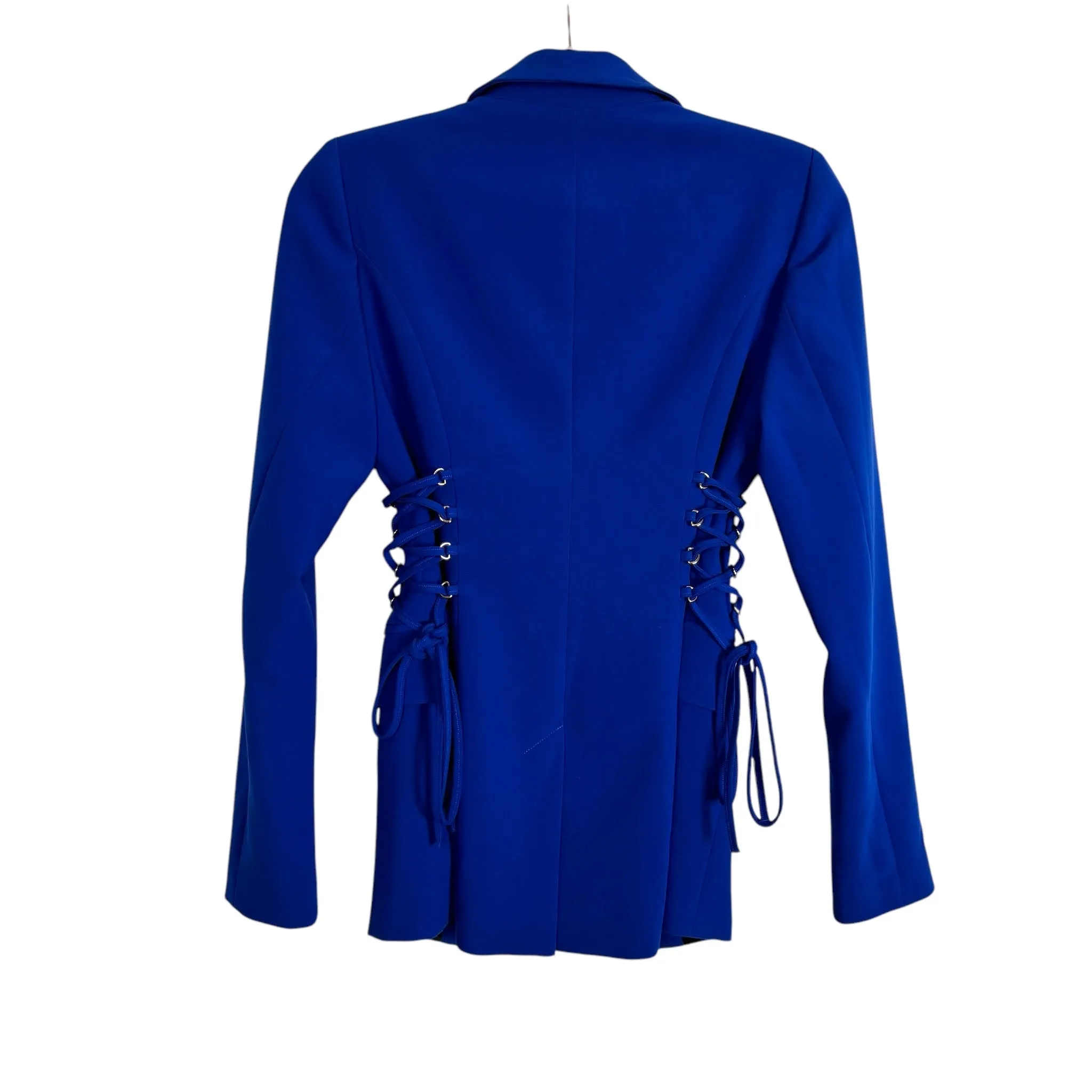 Bebe Blue Side Corset Detail Tailored Twill Blazer NWT- Size 2 (we have matching pants)