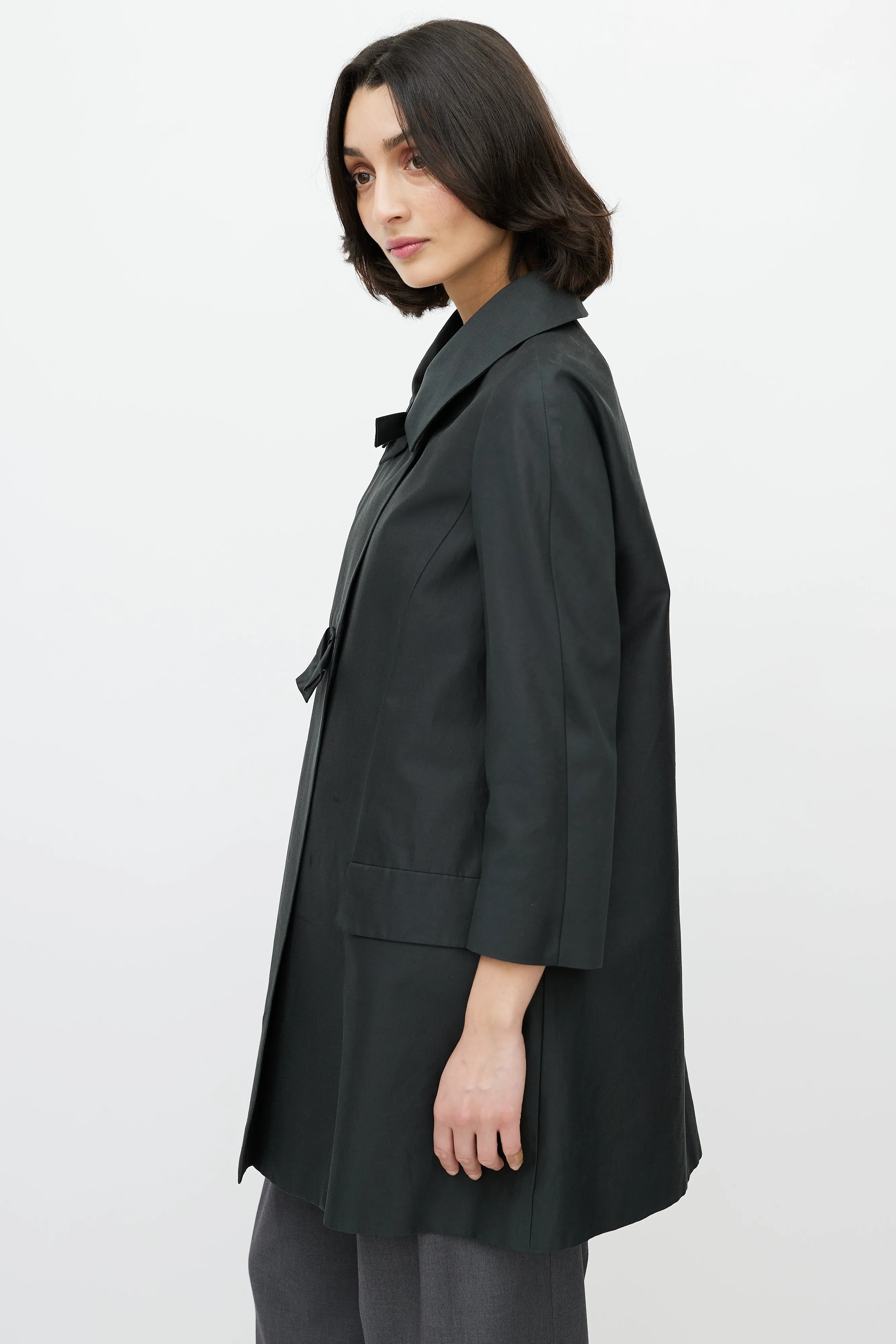 Black Bow Quarter Sleeve Coat