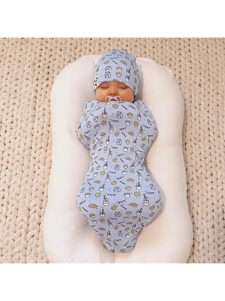 Blue Cookie Bamboo Swaddle & Beanie Set