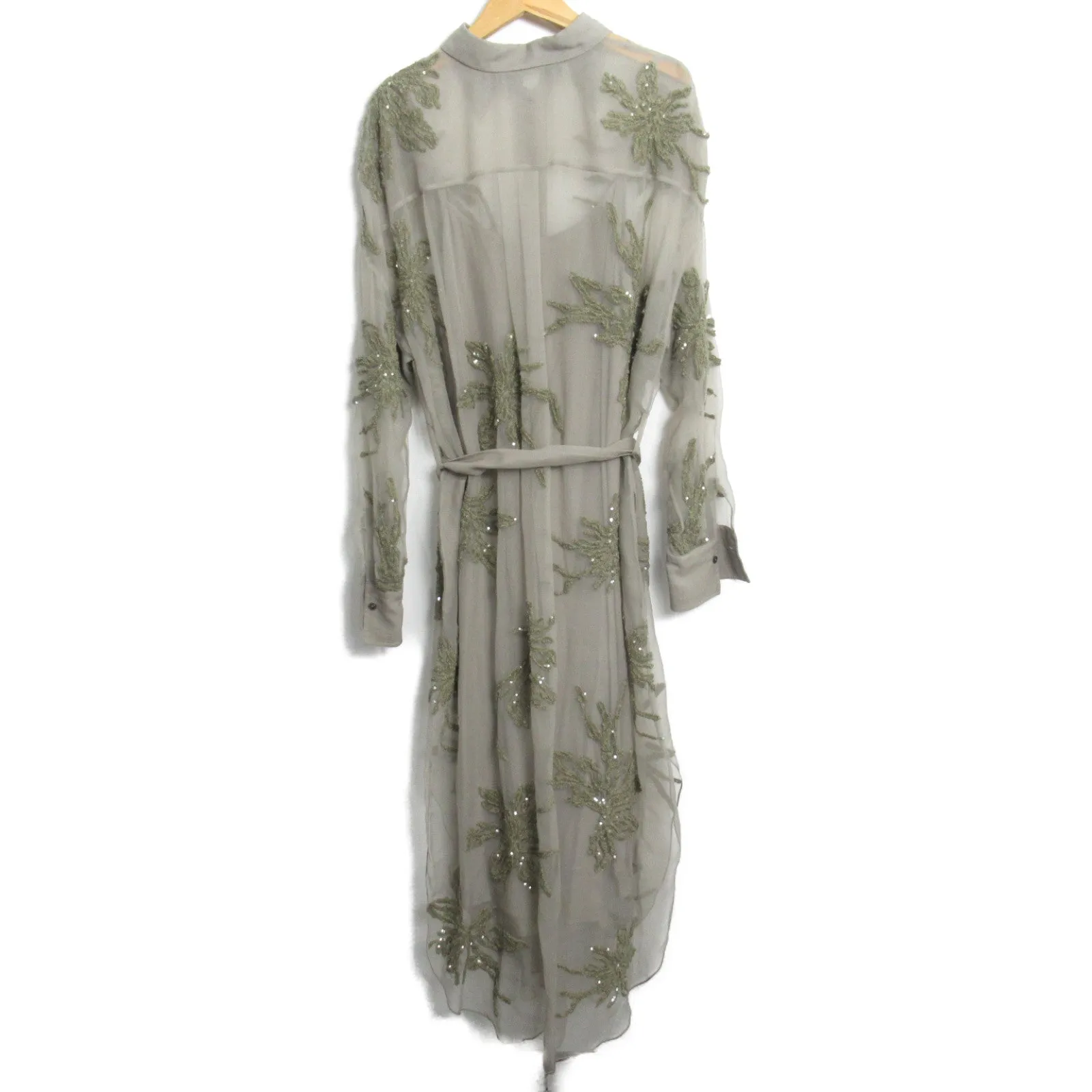 Brunello Cucinelli Silk Coat Dress Khaki