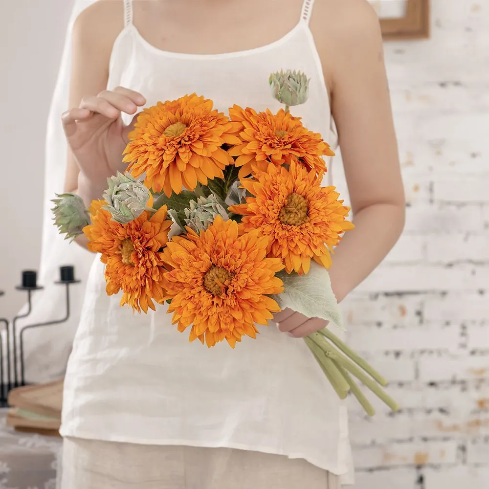 Bulk 17" Sunflower Stems Helianthus annuus Teddy Bear Sunflower Fall Decoration Wholesale