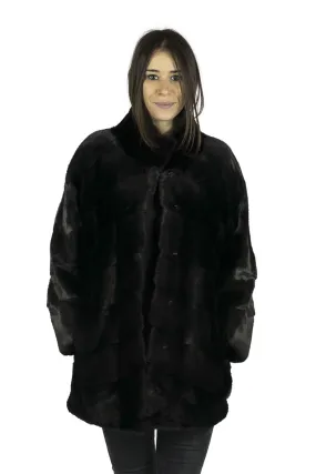 Coat in mink Black