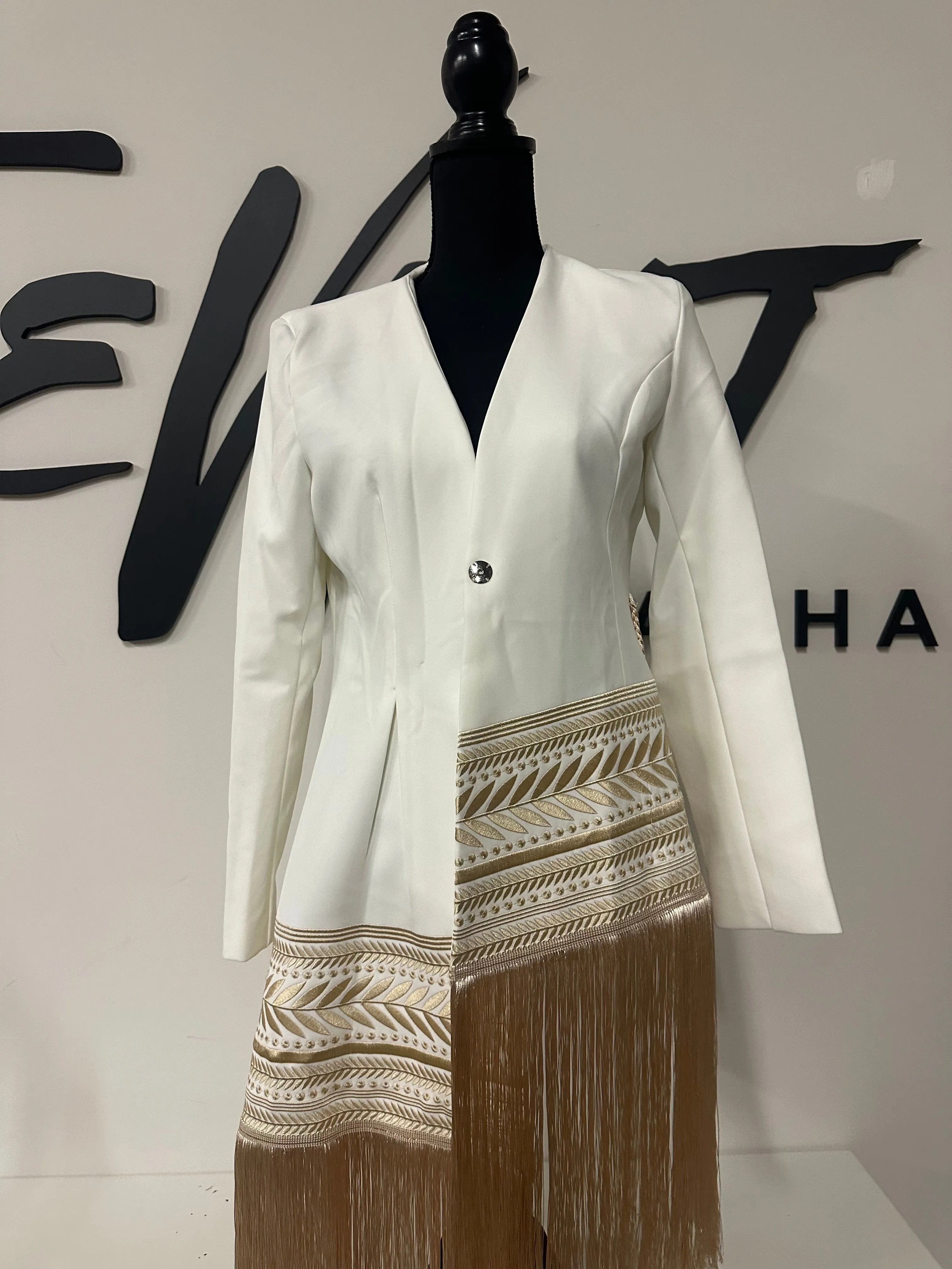 Cream Tribal Fringe Blazer | SIZE S | FINAL SALE