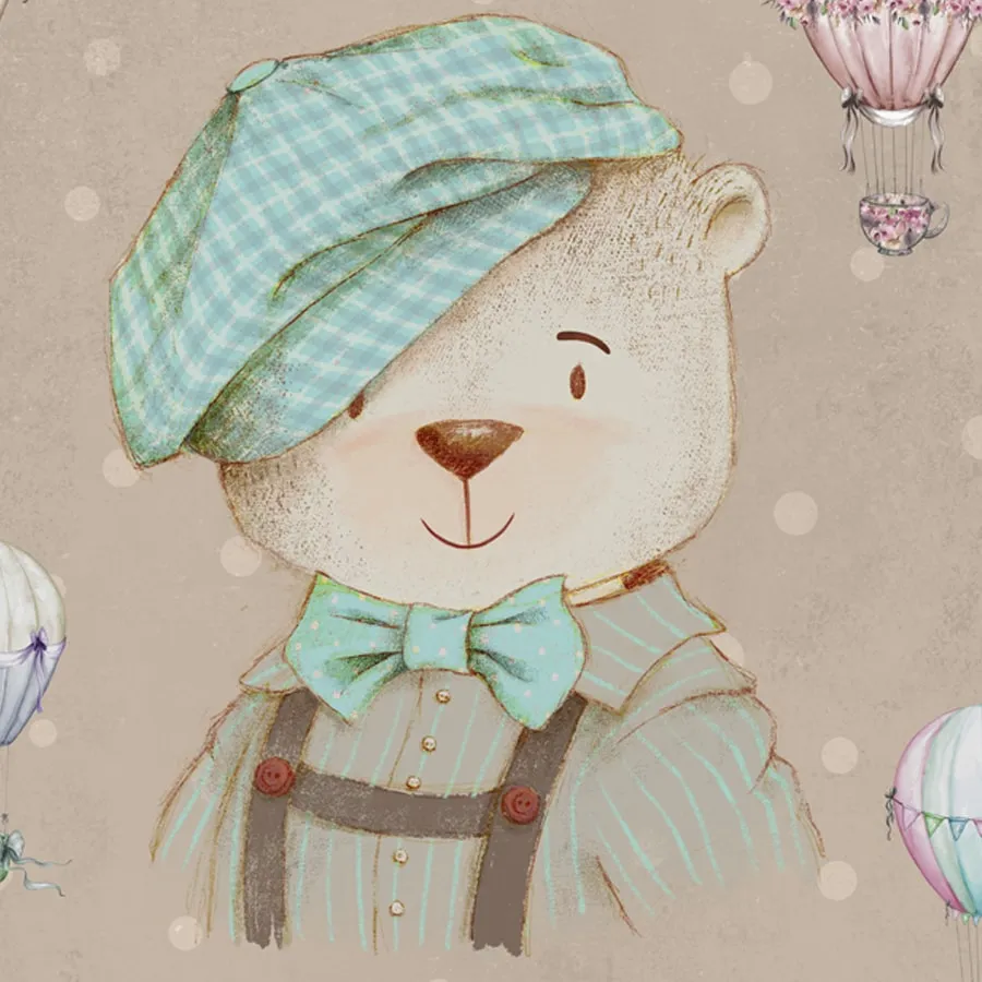 Cute Teddy Wall Mural for Kids Room, Customised for Homes