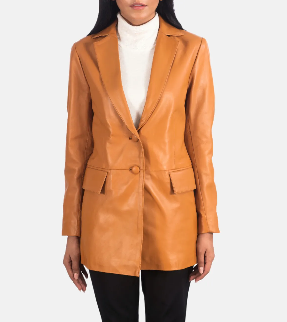 Des Moines Tan Brown Women's Leather Blazer