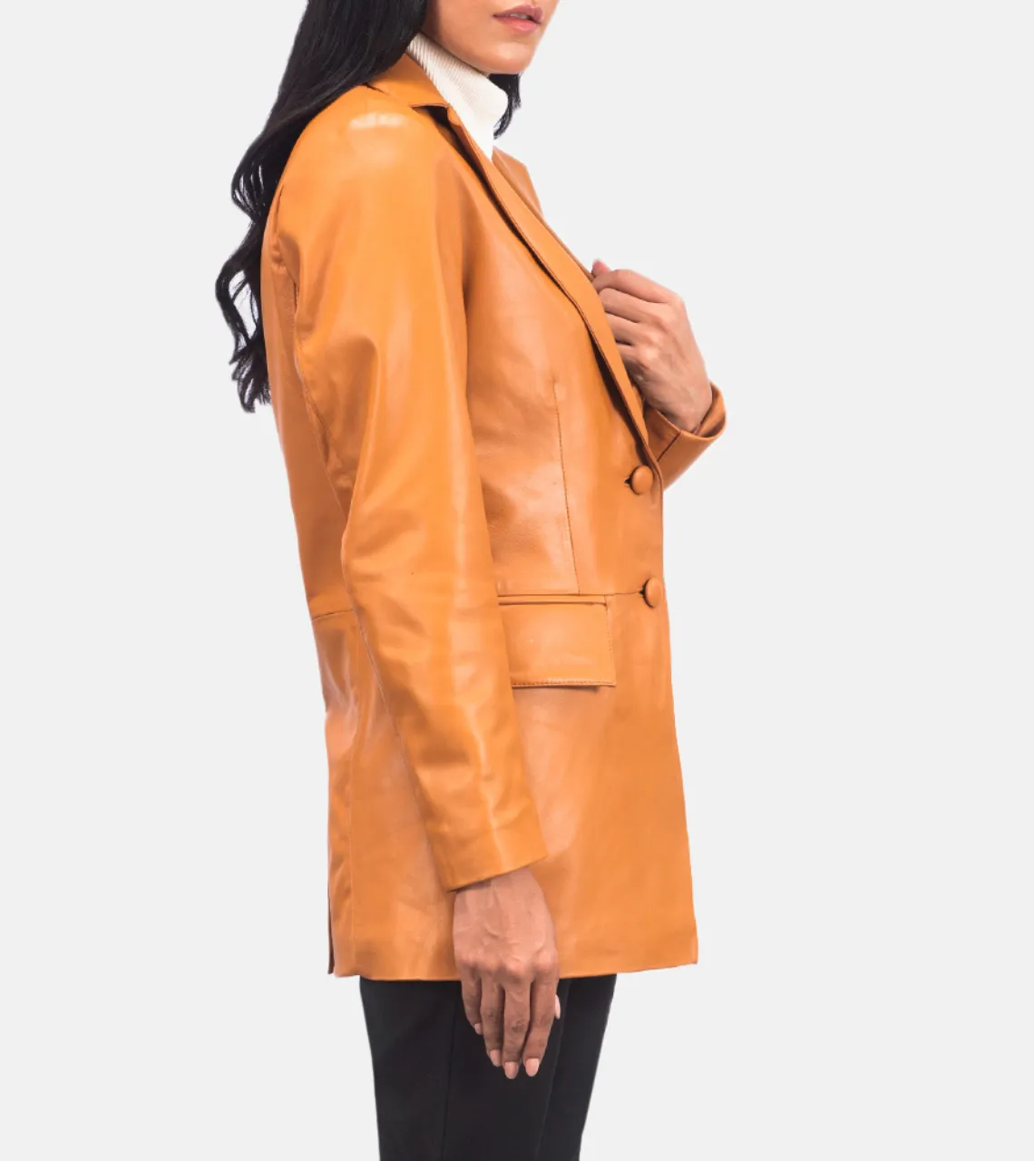 Des Moines Tan Brown Women's Leather Blazer
