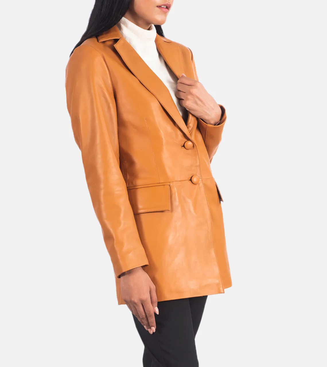 Des Moines Tan Brown Women's Leather Blazer