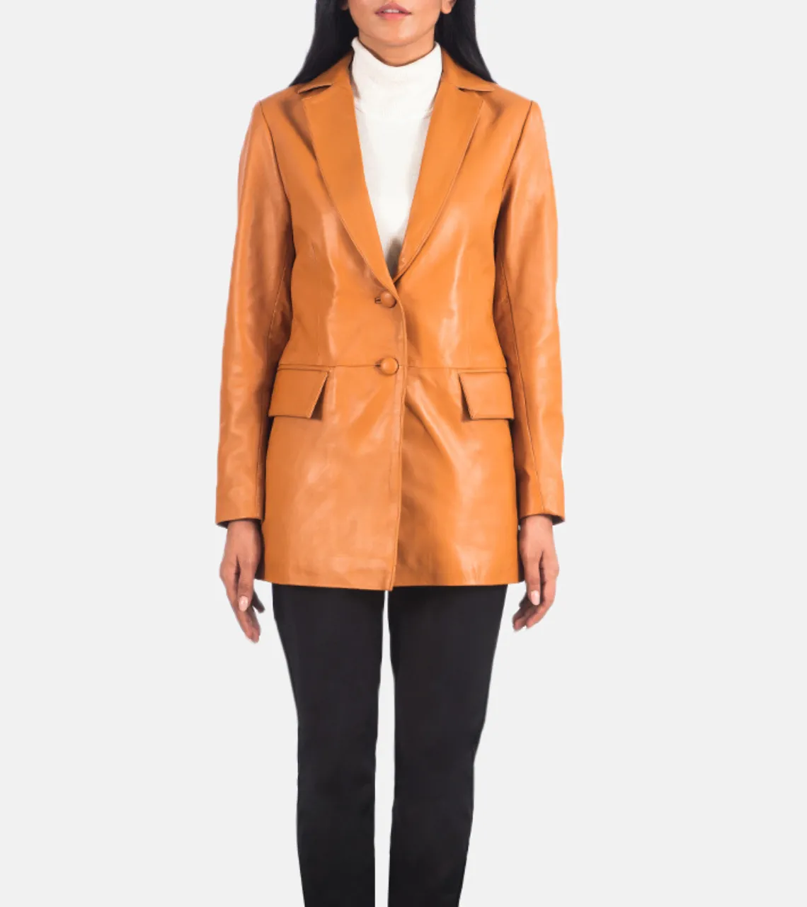 Des Moines Tan Brown Women's Leather Blazer