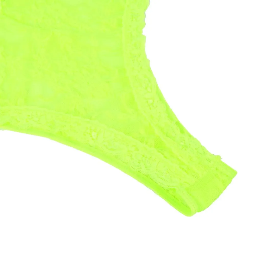 Electric Green Lace Halter Teddy Ensemble