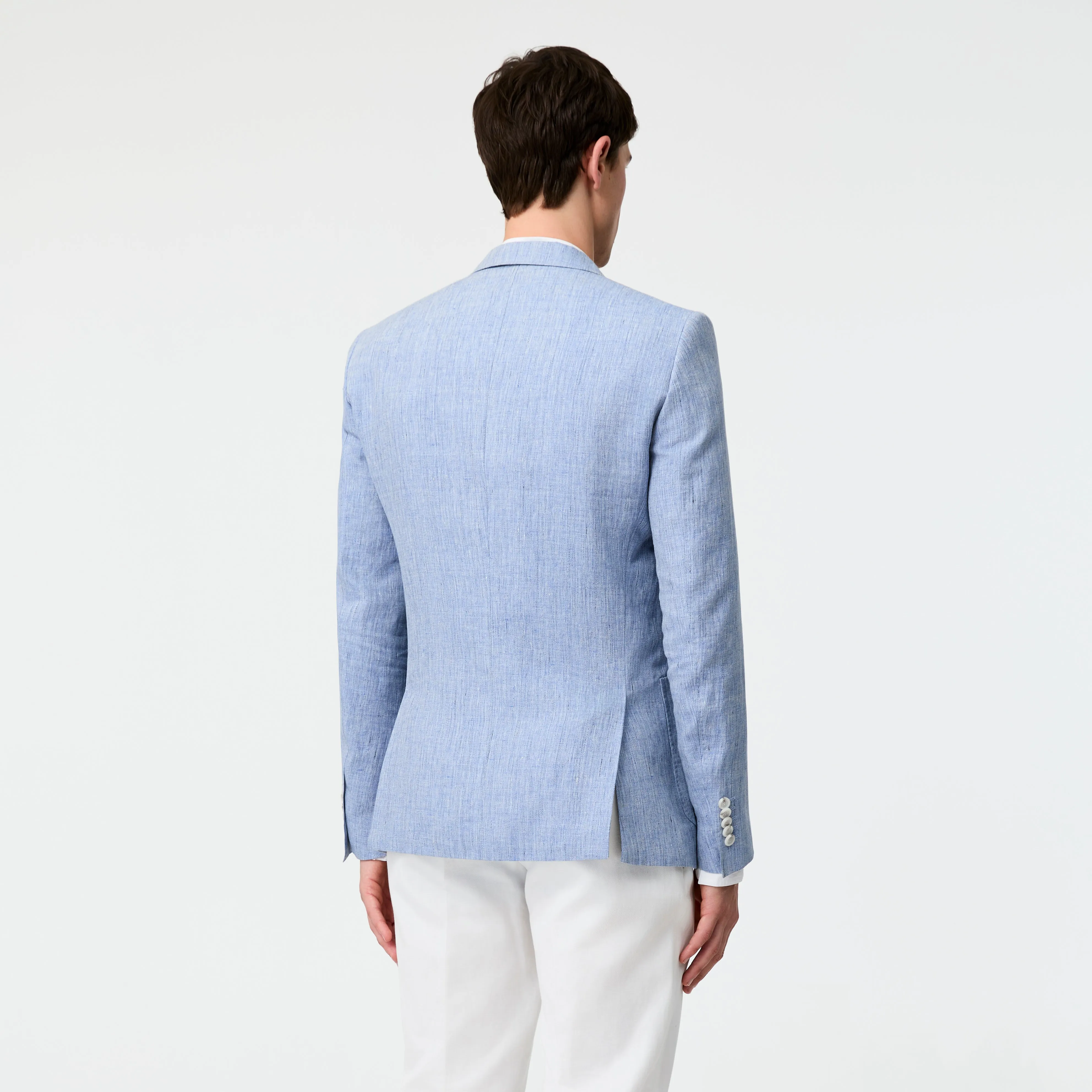 Flecked Linen Blazer Pale Blue