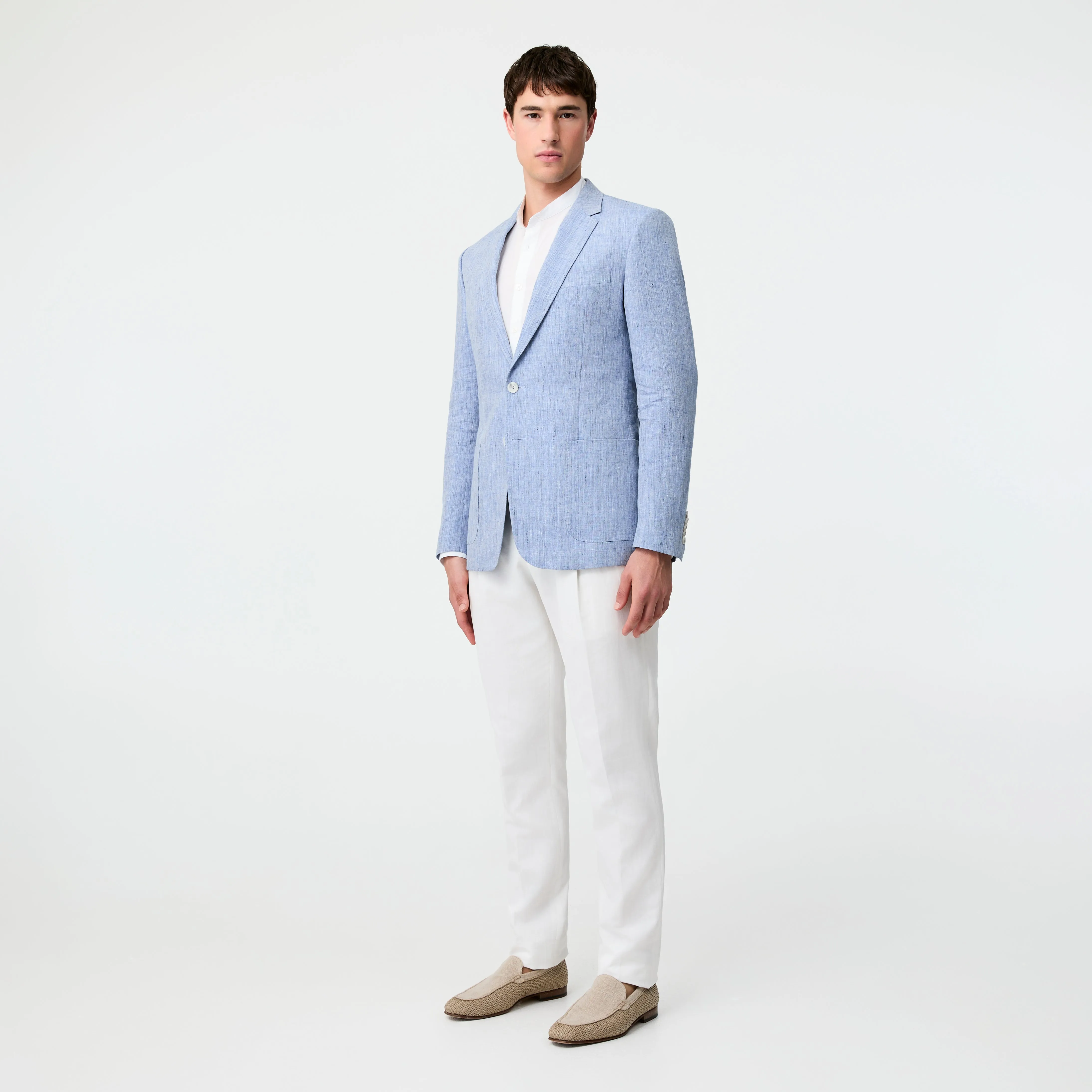 Flecked Linen Blazer Pale Blue