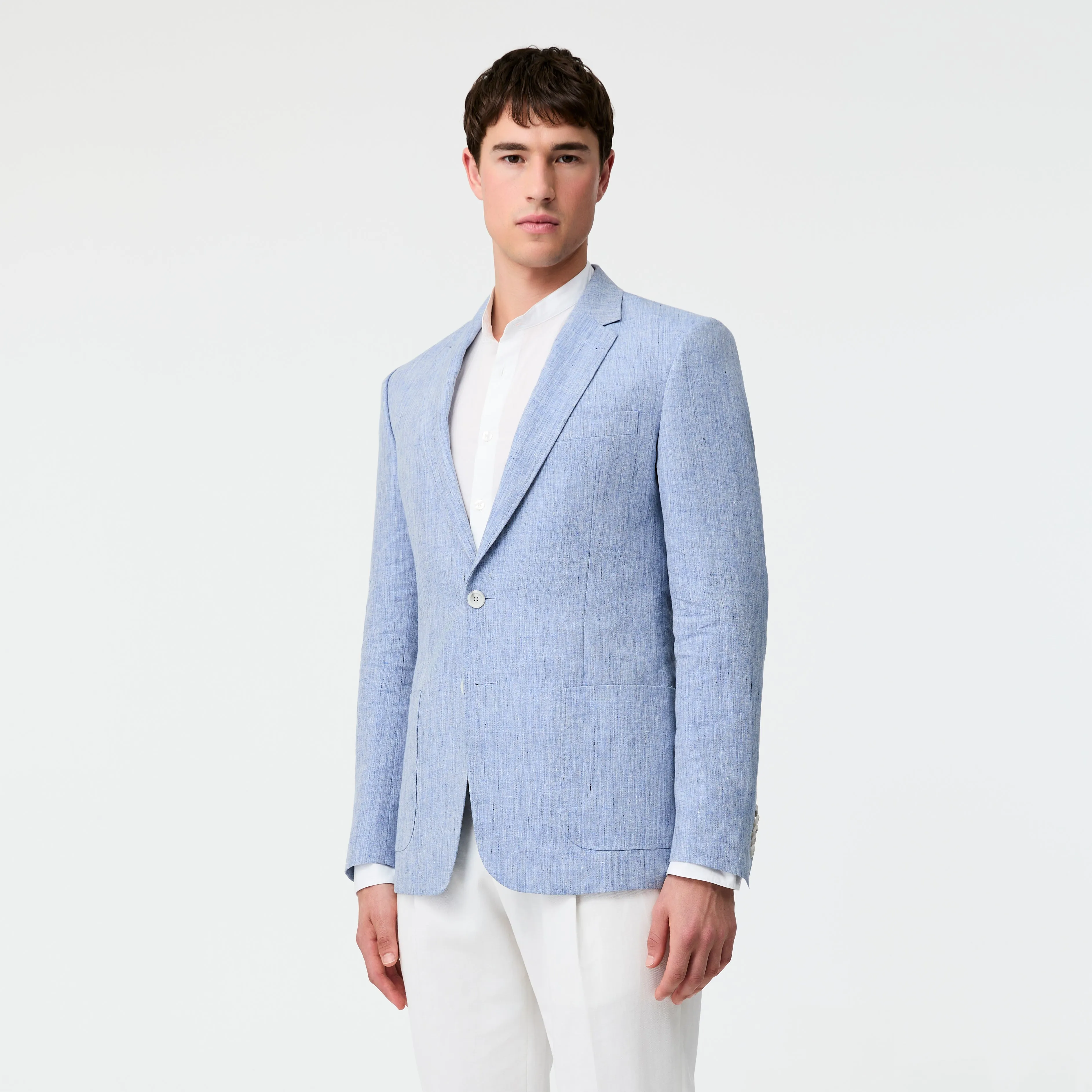 Flecked Linen Blazer Pale Blue