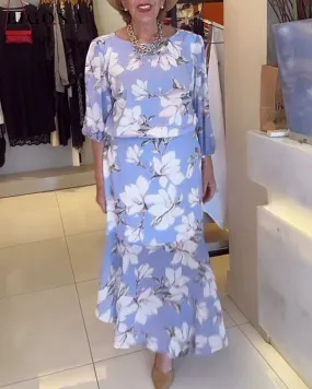 Floral print loose dress
