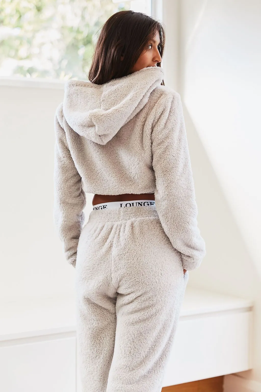 Frosted Gray Teddy Cropped Hoody