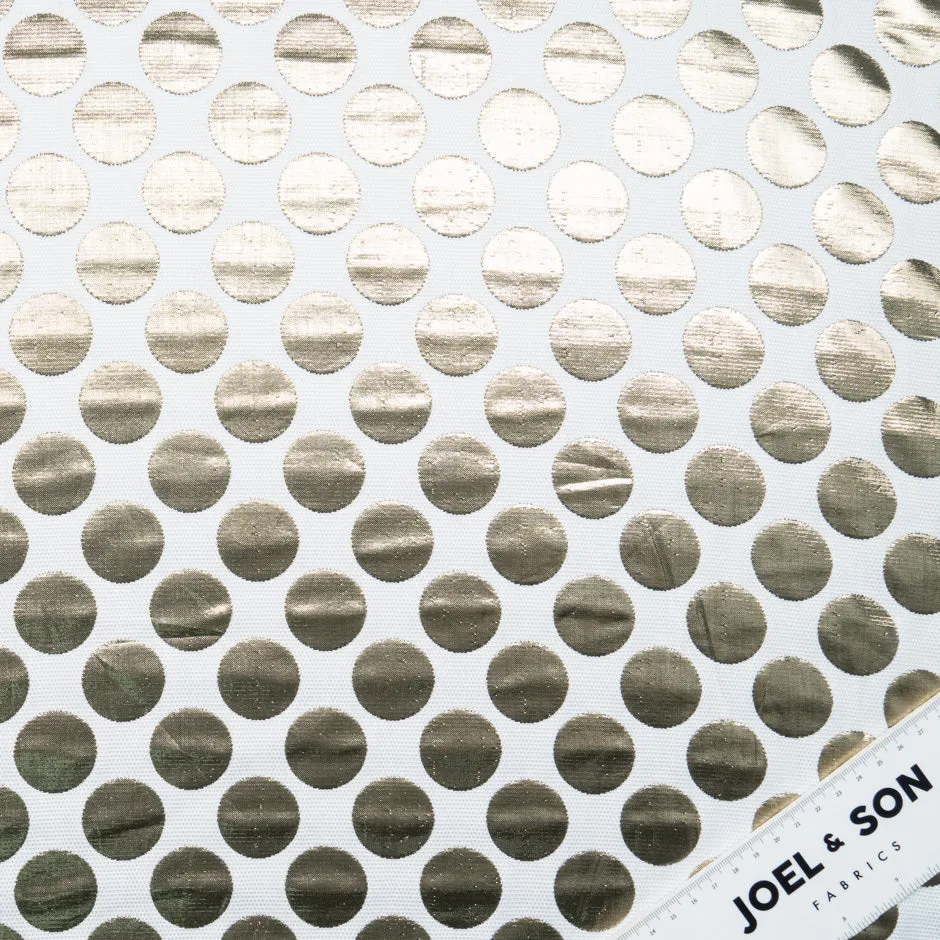Gold Metallic Spotted White Brocade