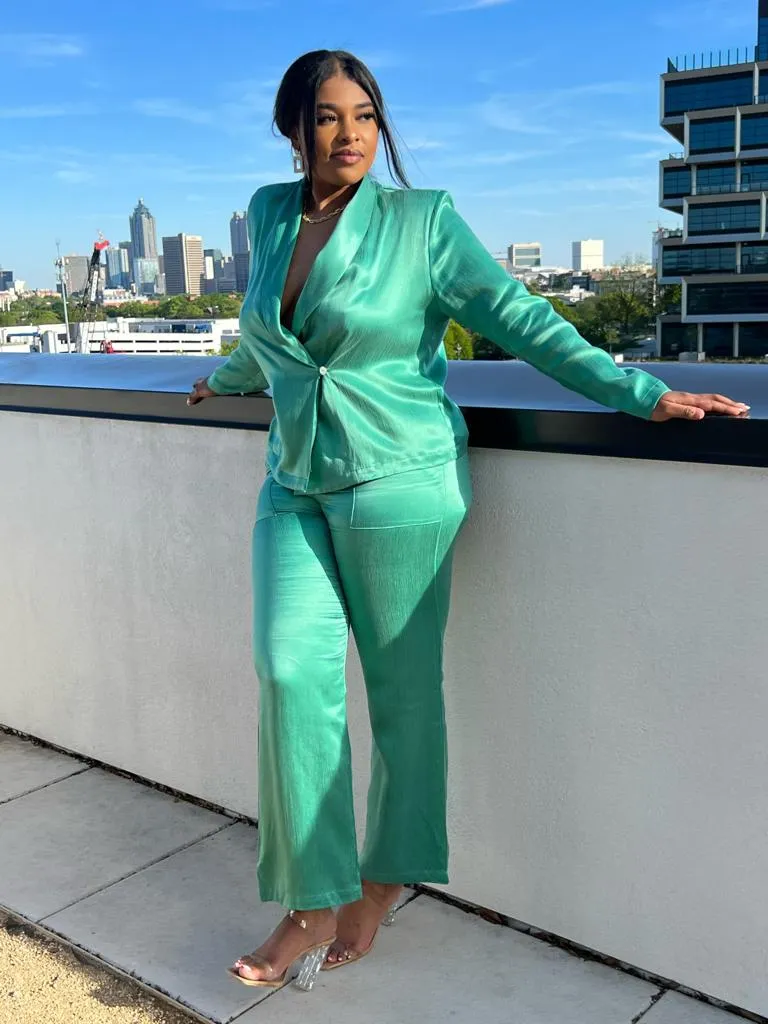 Green Silk Blazer