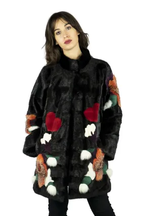 Half length coat in mink with inlays mink Shaved