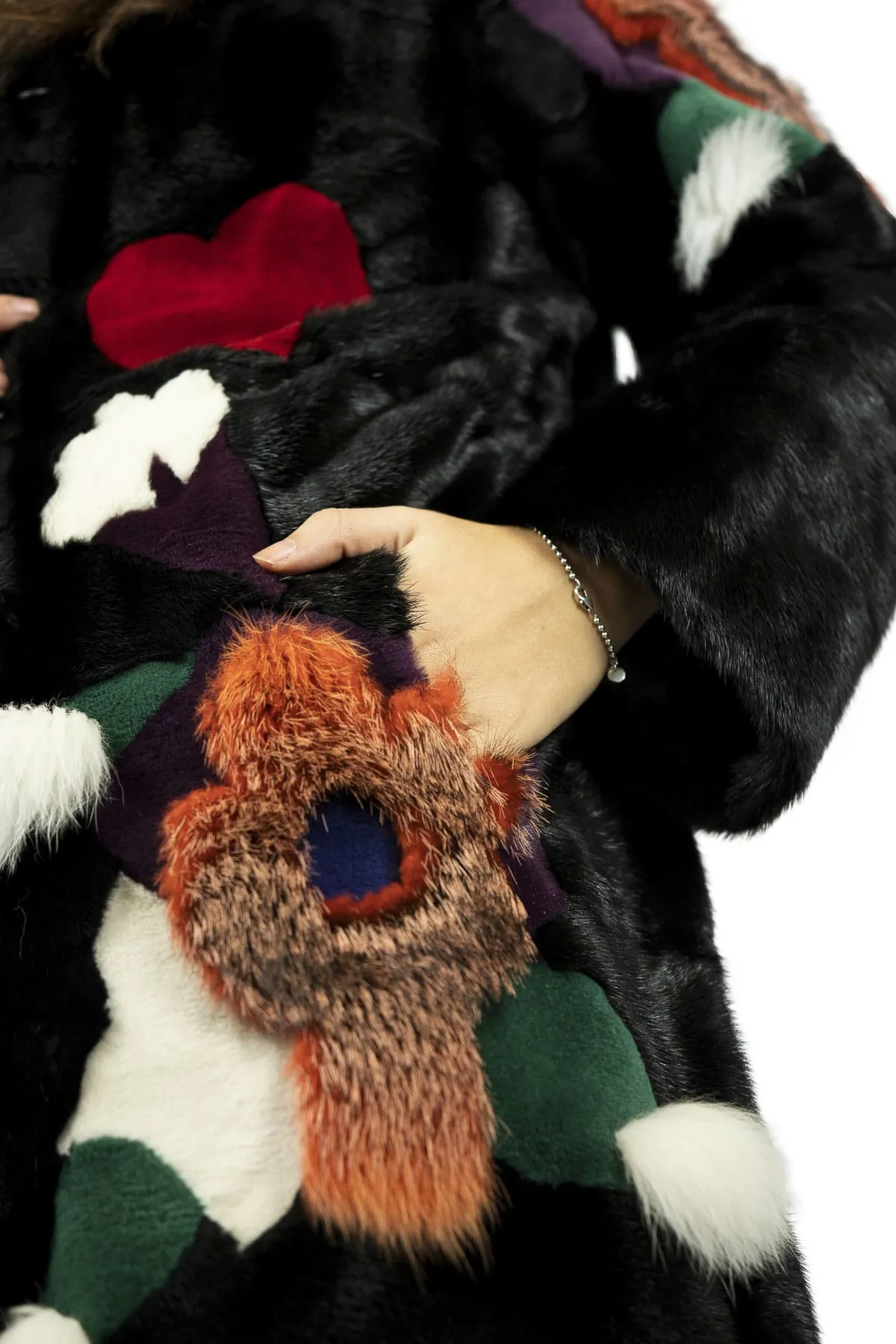 Half length coat in mink with inlays mink Shaved