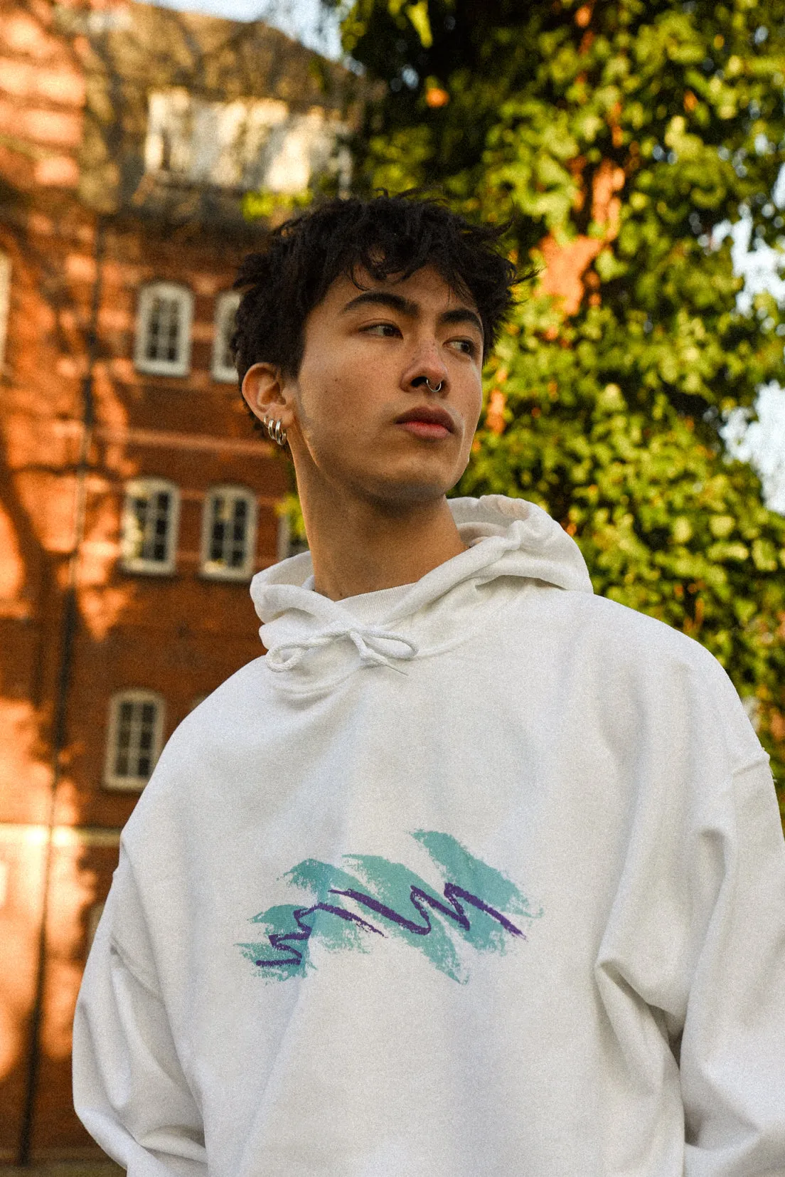 Hoodie in White with Jazz Cup Print