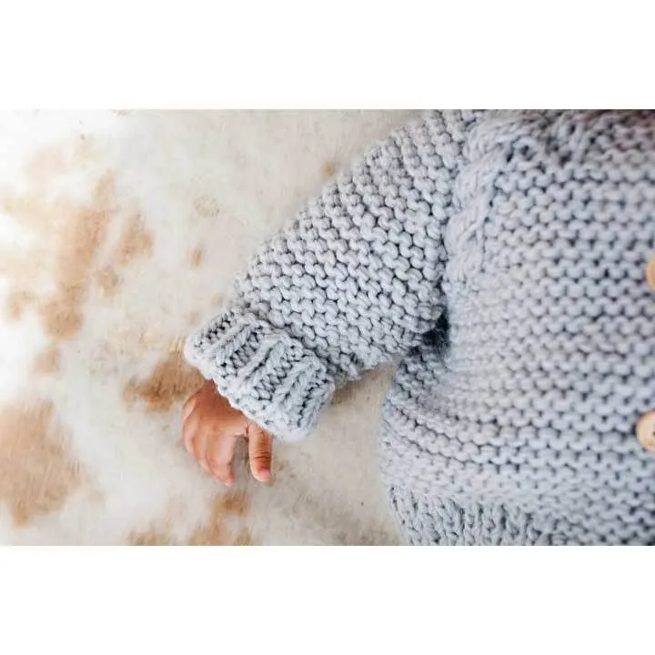 Ice Grey Garter Stitch Cardigan Sweater Baby & Toddler