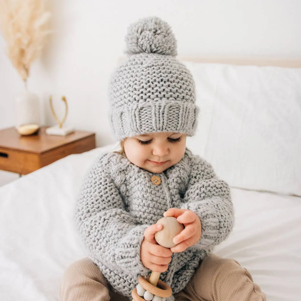 Ice Grey Garter Stitch Cardigan Sweater Baby & Toddler