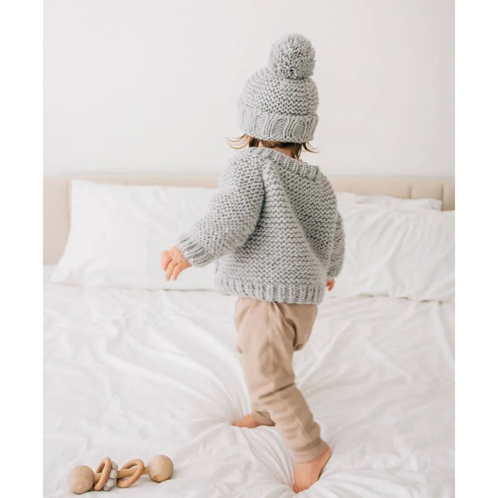 Ice Grey Garter Stitch Cardigan Sweater Baby & Toddler