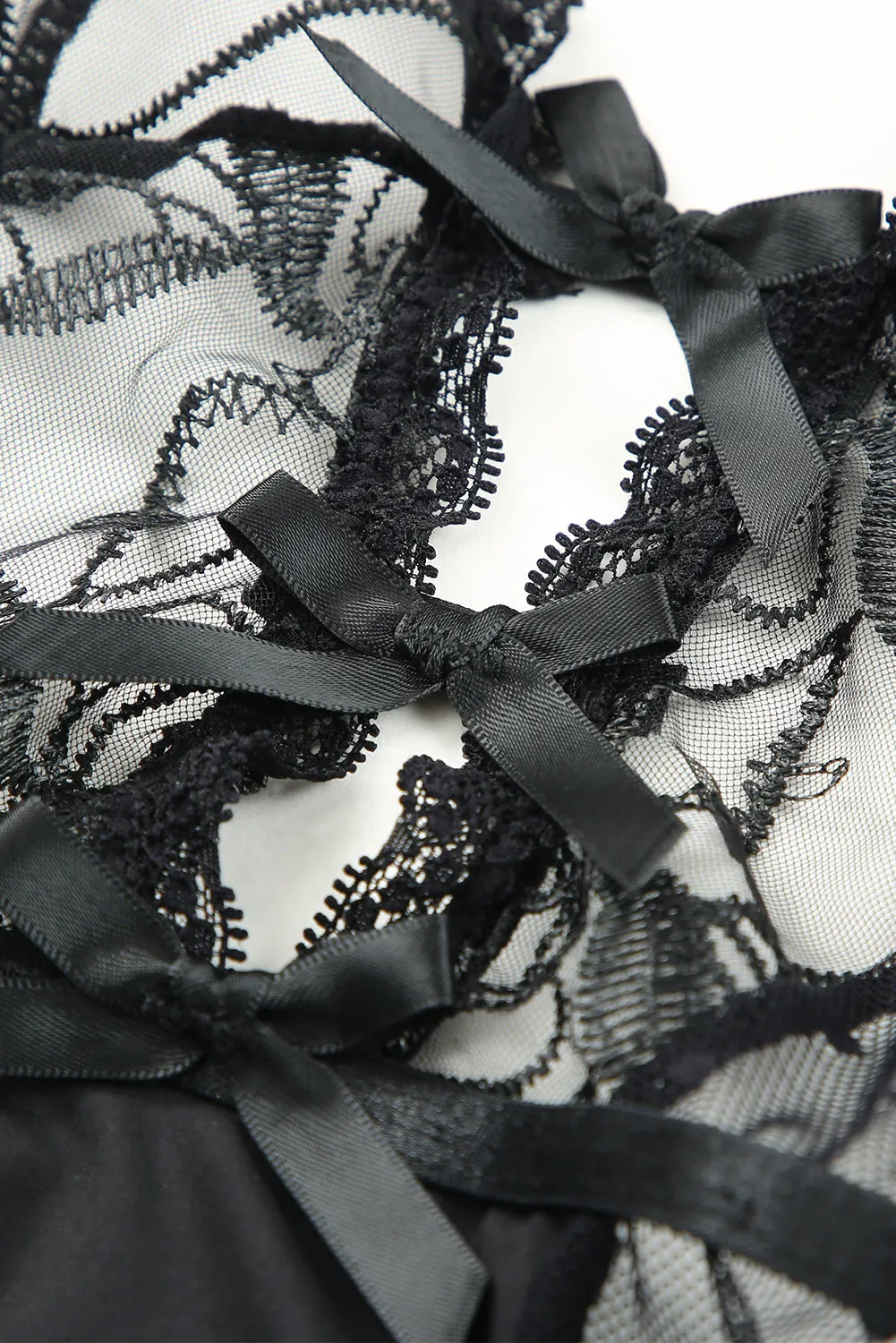 Lace Mesh Sheer Spaghetti Straps Teddy Lingerie