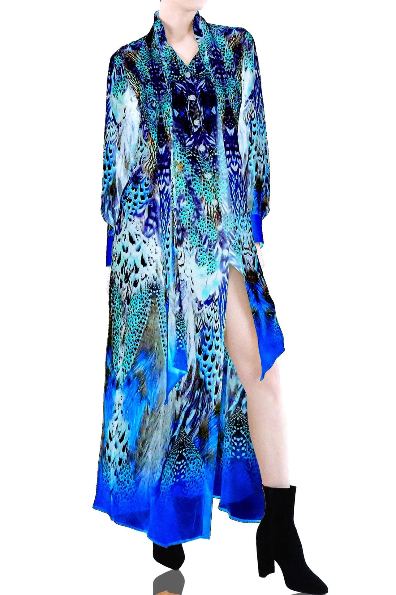 Long Blue Button Up Dress