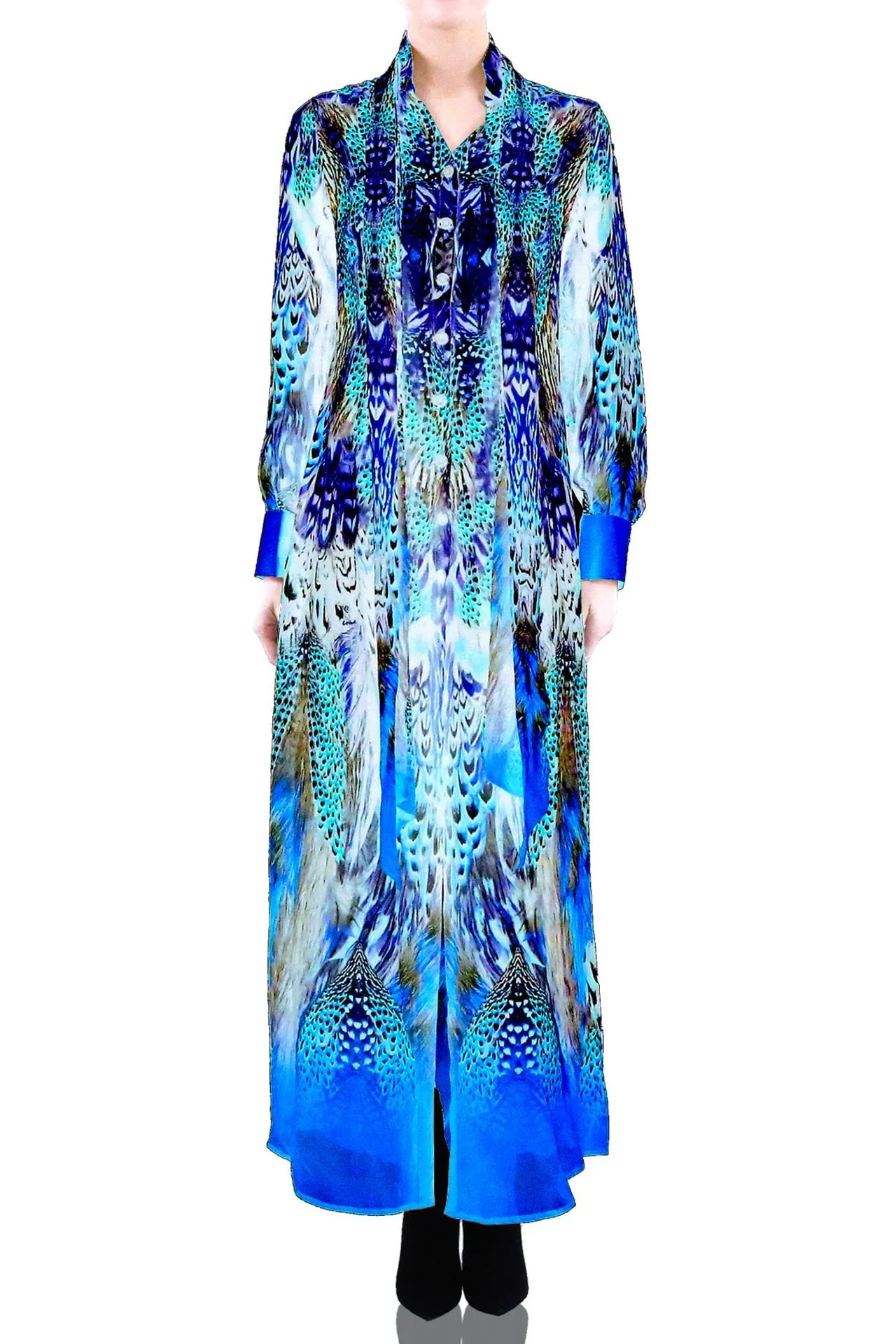 Long Blue Button Up Dress