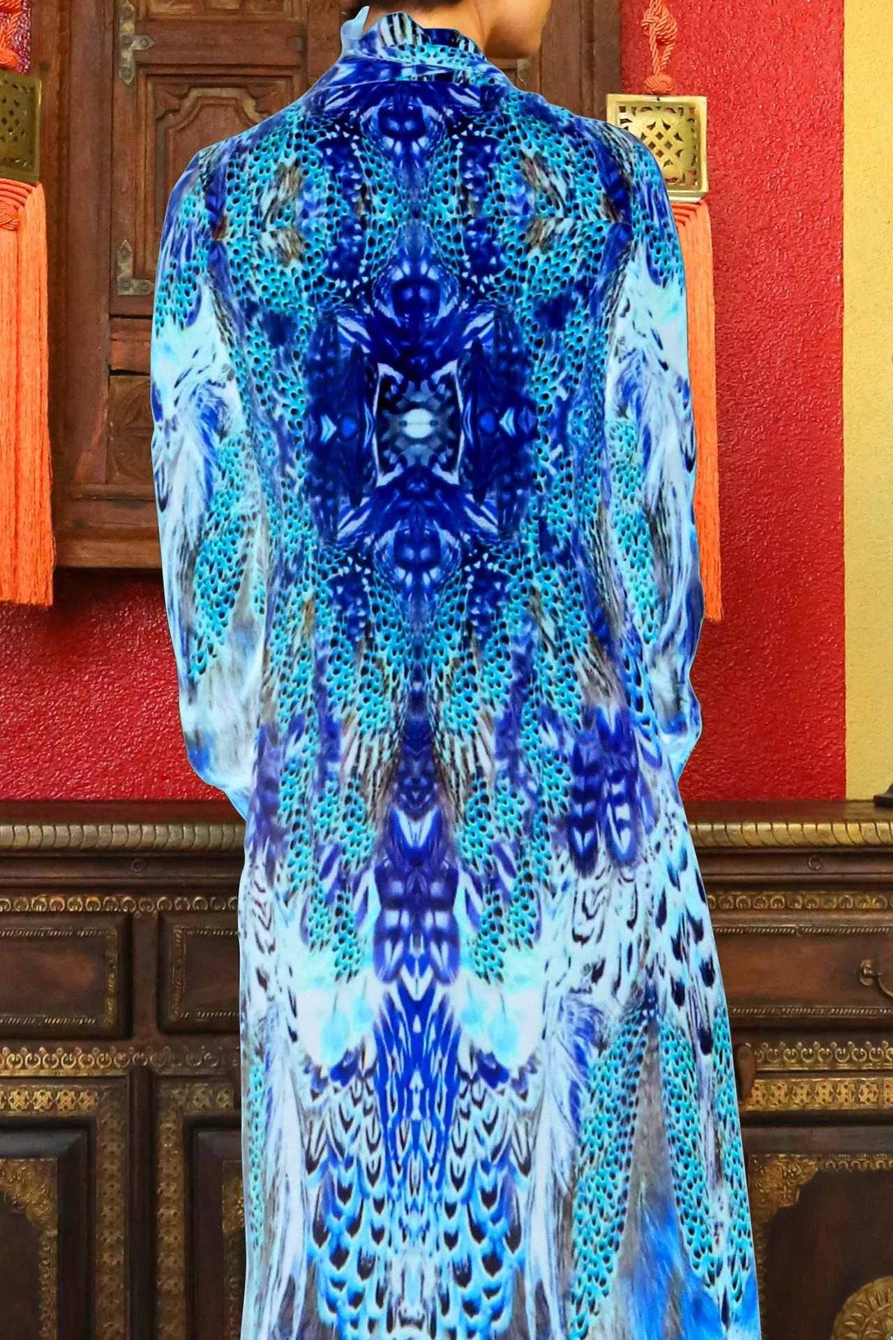 Long Blue Button Up Dress