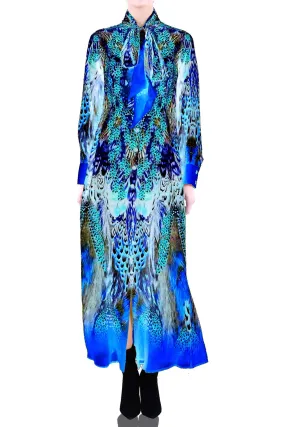 Long Blue Button Up Dress