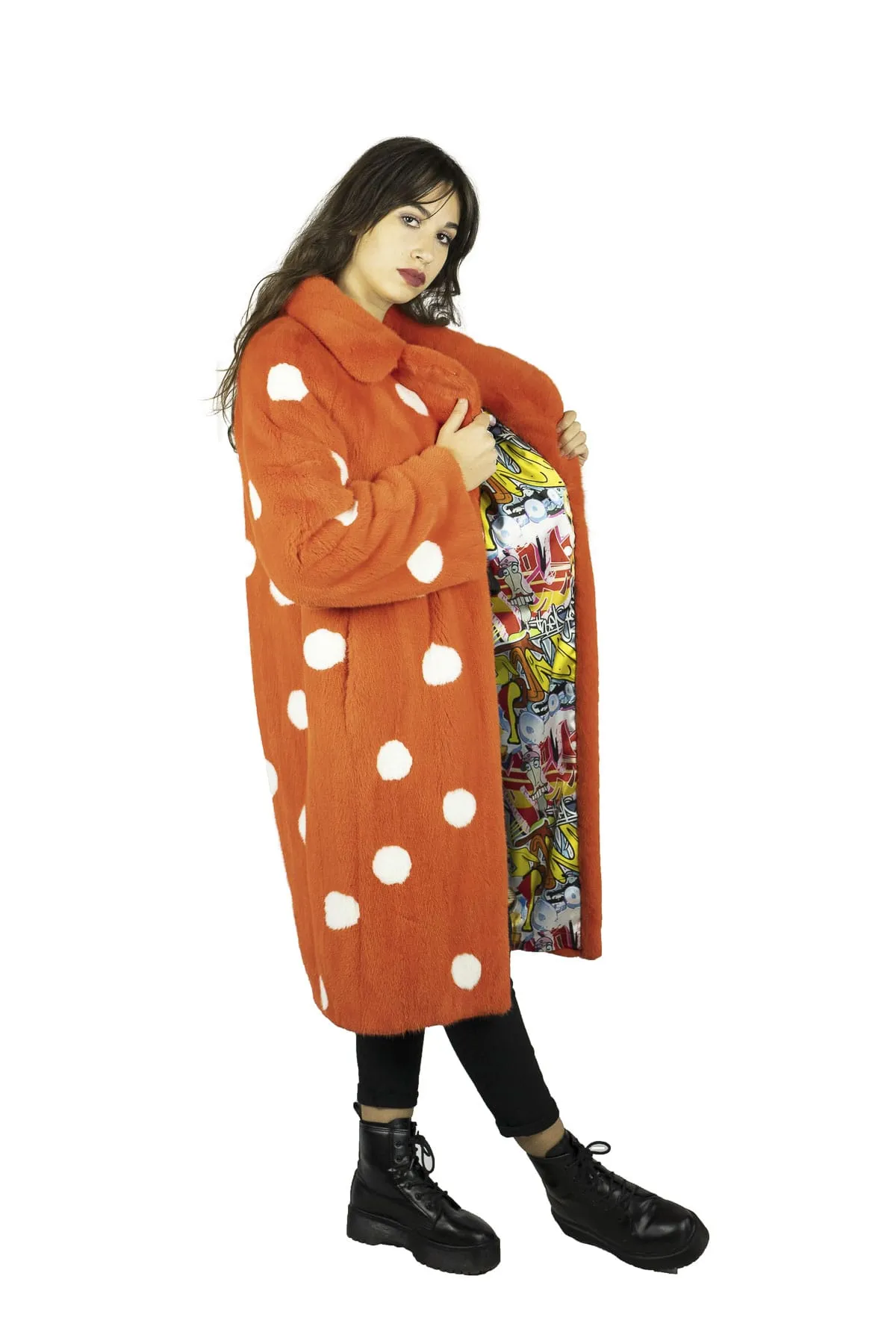 Long coat in mink to Pois