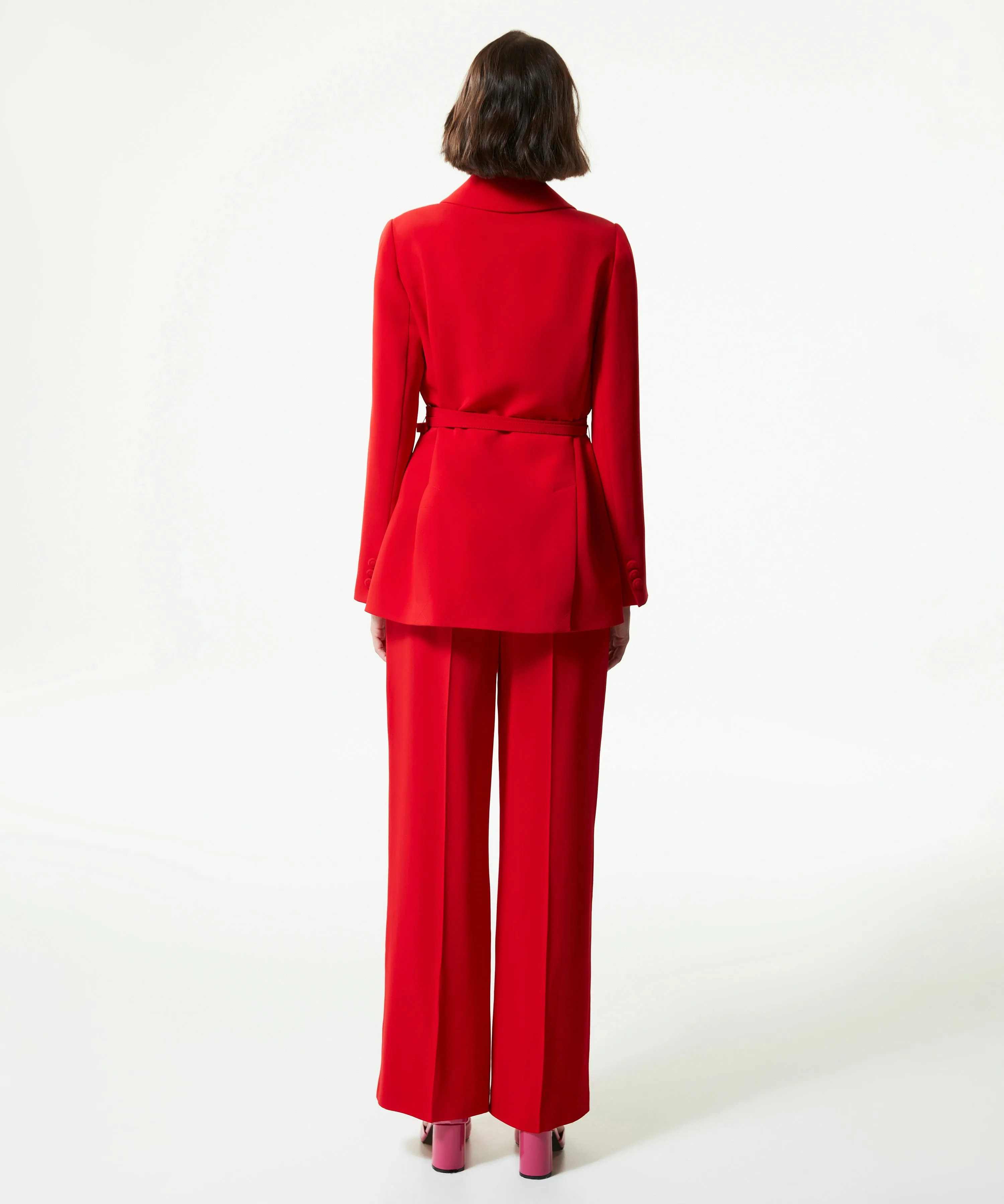 Machka Belted Double-Breasted Blazer Red
