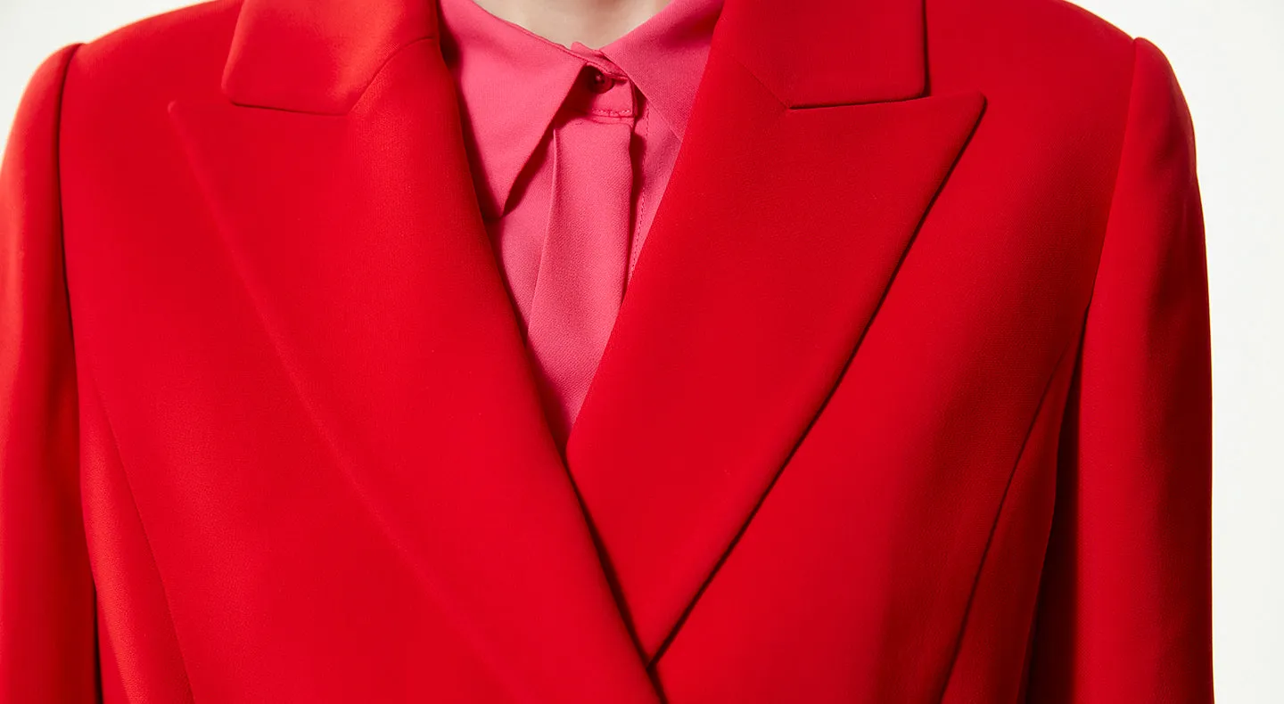 Machka Belted Double-Breasted Blazer Red