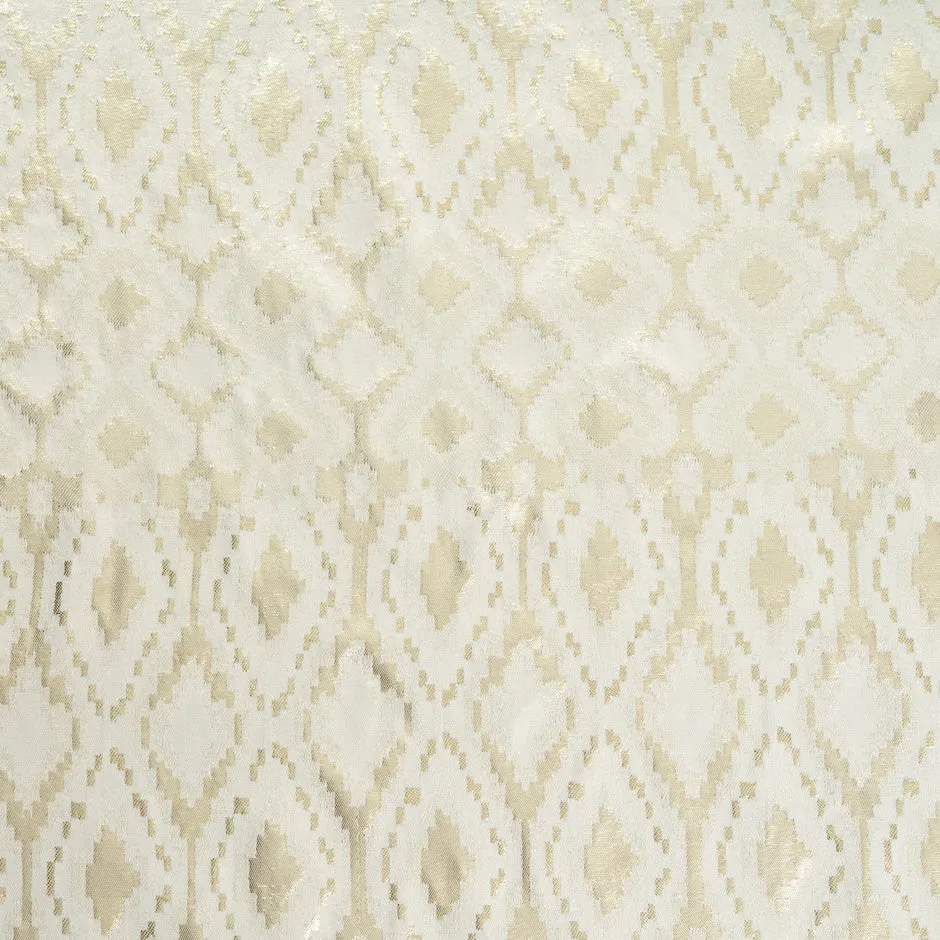 Metallic Gold Geometric Jacquard Ivory Brocade