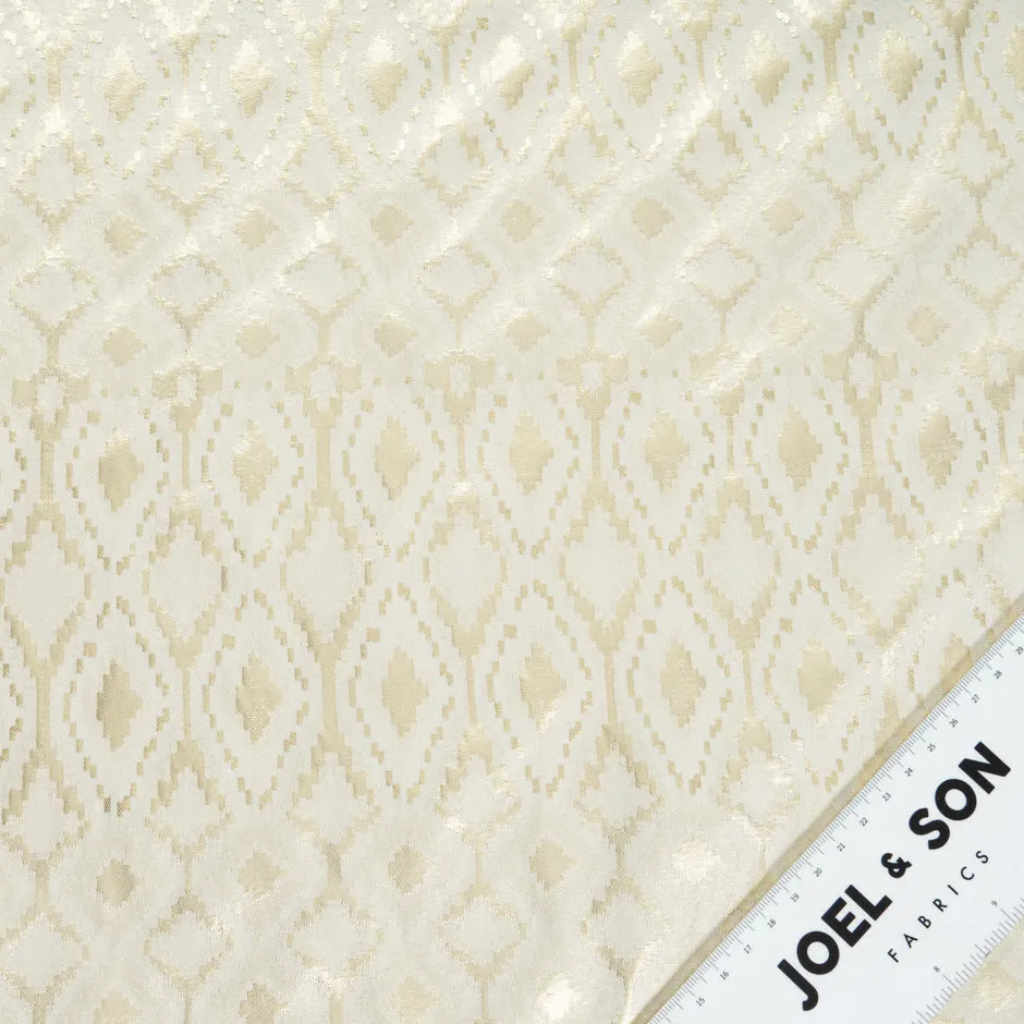 Metallic Gold Geometric Jacquard Ivory Brocade