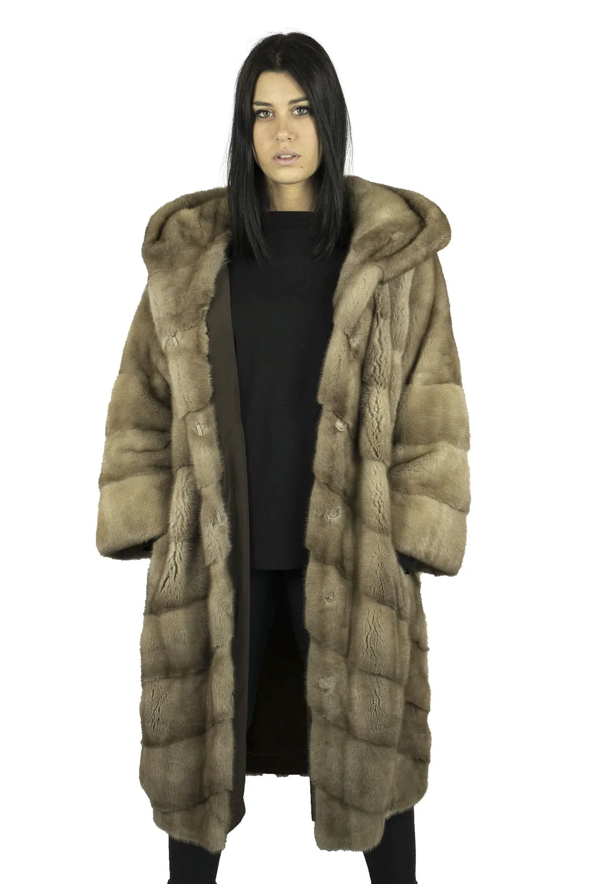 Mink Coat with Light Brown Hood
