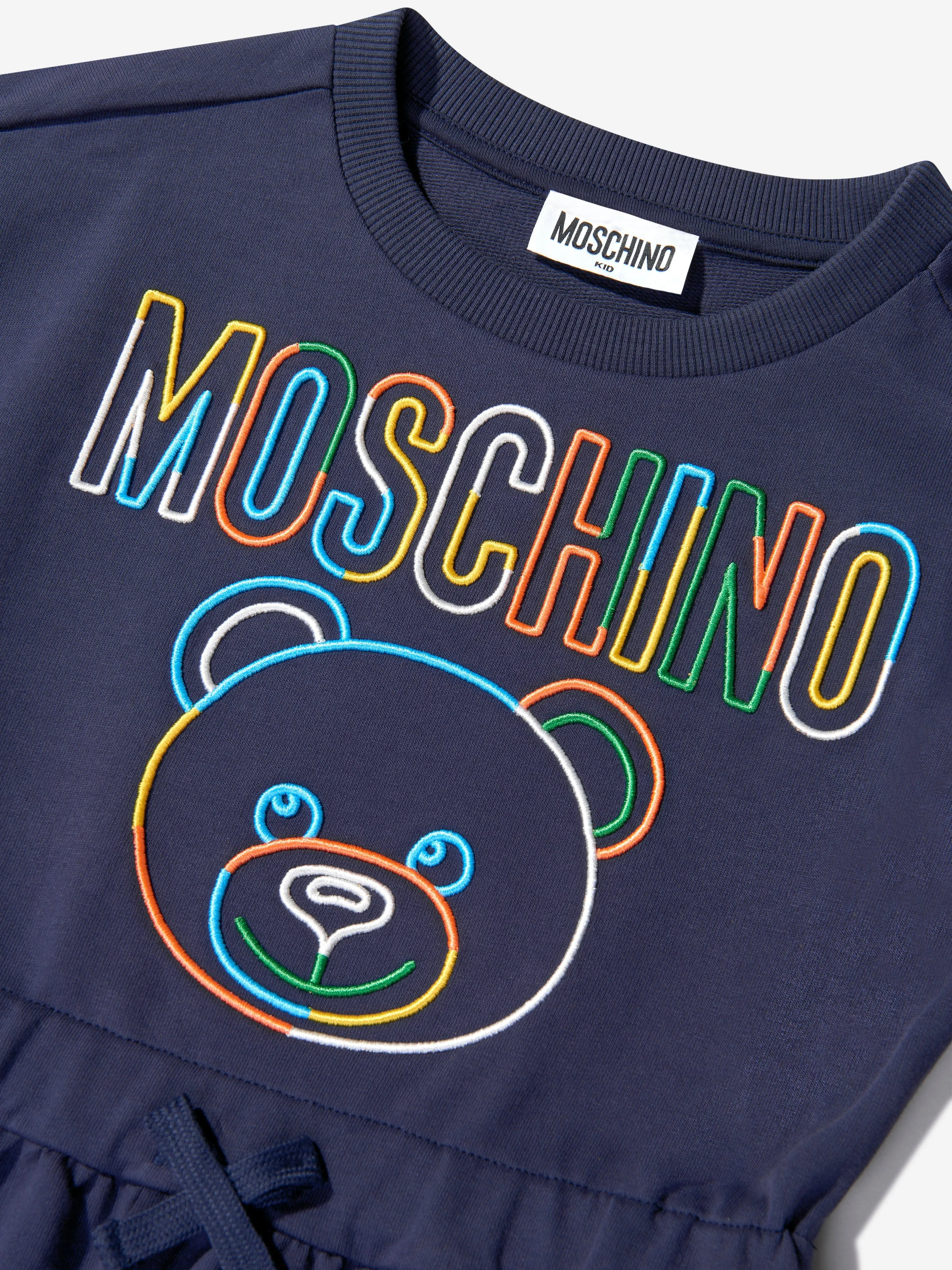 Moschino Girls Cotton Teddy Logo Dress