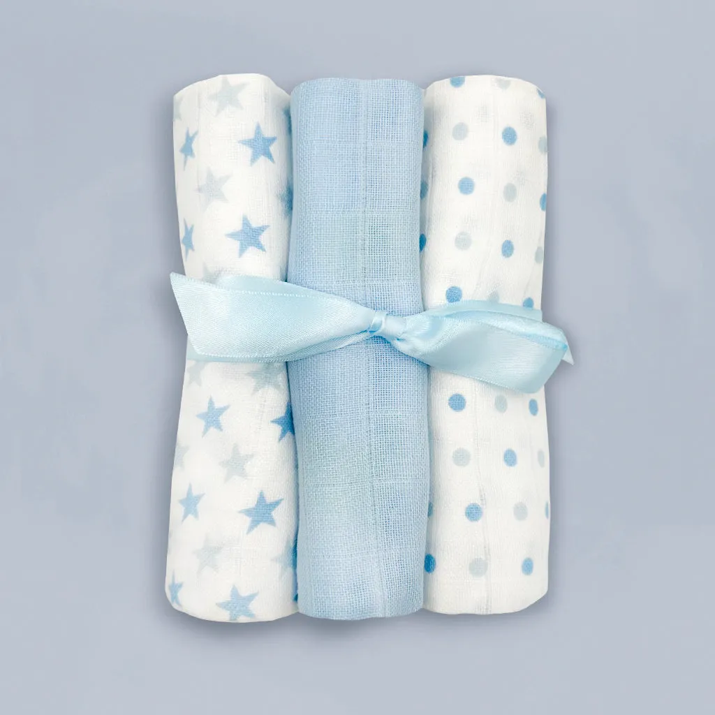 My First Steiff Muslins and Blanket New Baby Gift Set, Blue