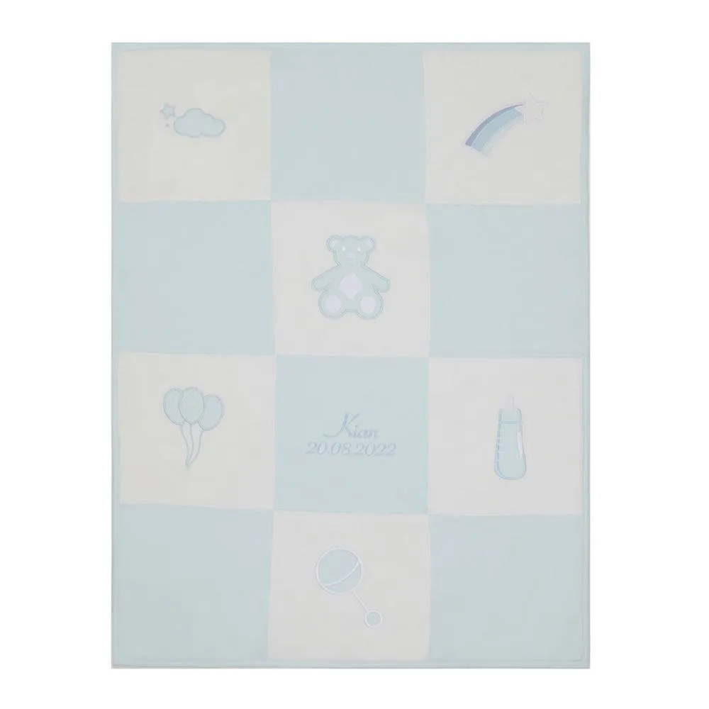 Personalised Organic Cotton Teddy Patchwork Blanket