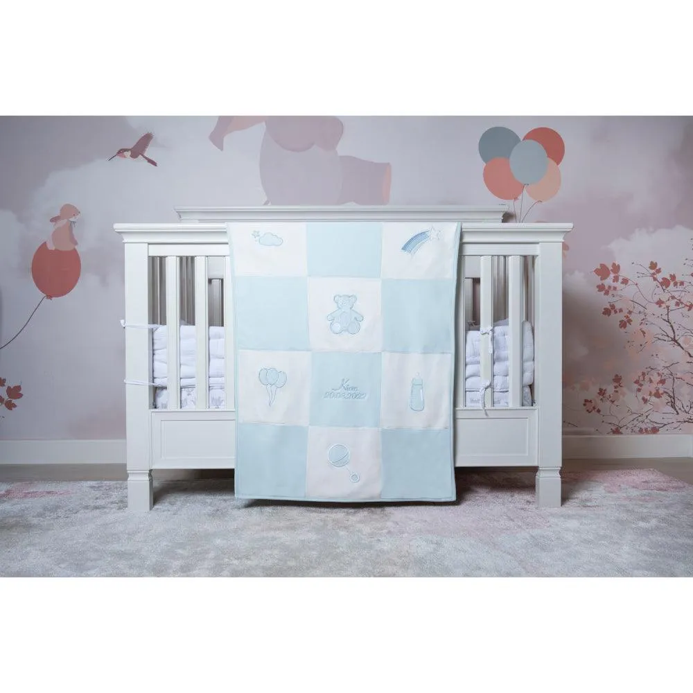 Personalised Organic Cotton Teddy Patchwork Blanket